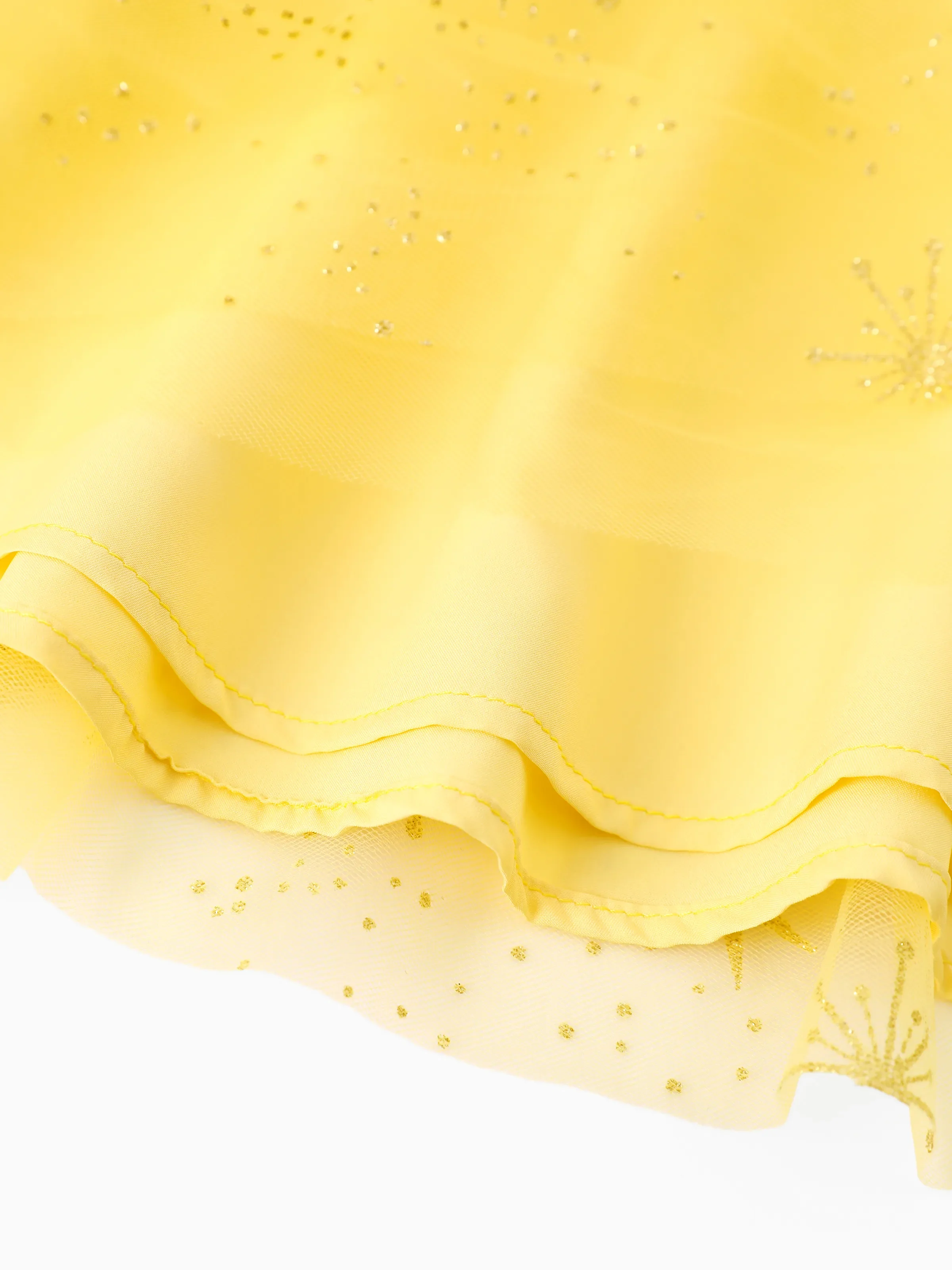 Disney Princess Toddler Girl Belle Ruffled Longsleeves Tulle Dress Yellow - Image 7