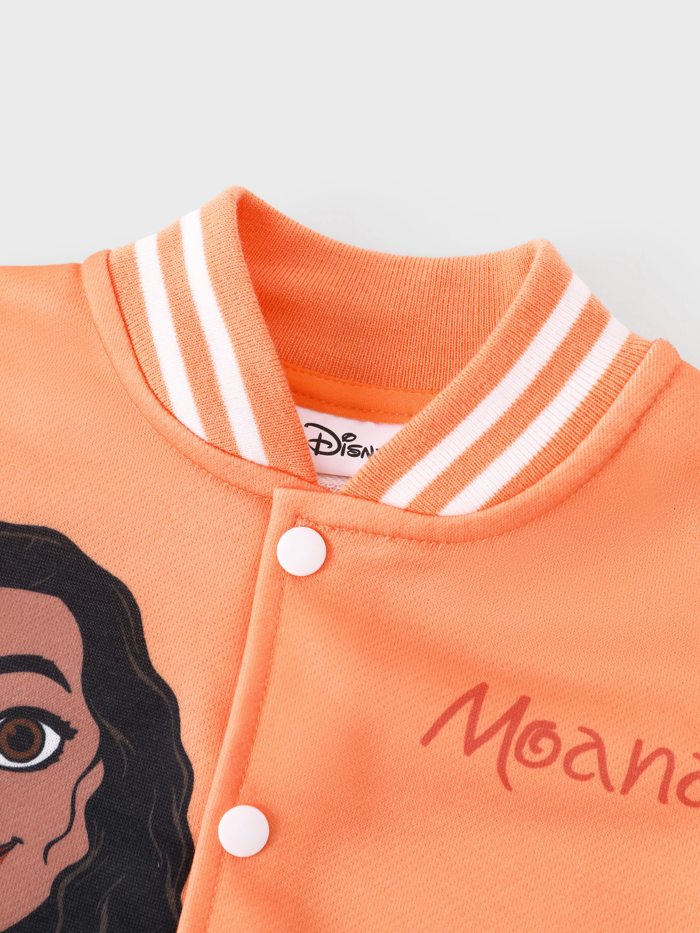 Disney Princess Toddler Girl Moana Colorblock Snap Button Bomber Jacket Orange - Image 4