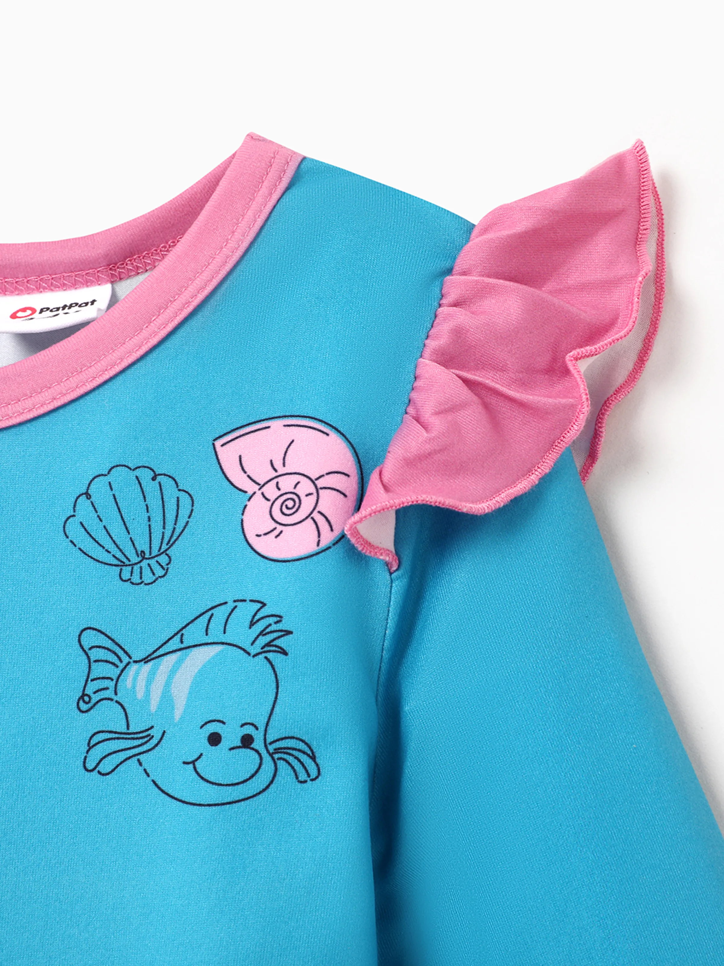 Disney Princess Toddler Girl Ariel Print Ruffled Dress Blue - Image 5