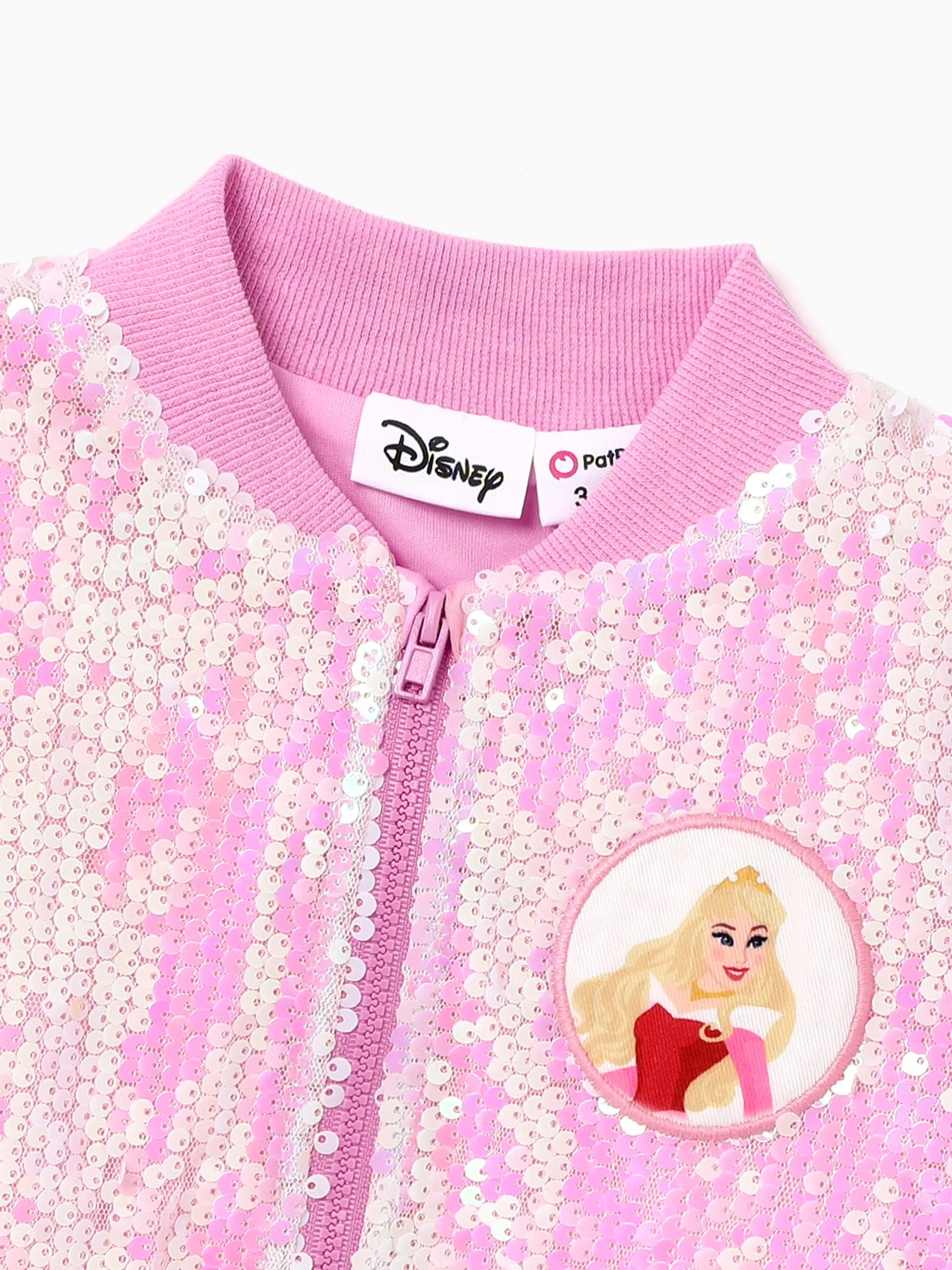 Disney Princess Toddler Girl Aurora Print Sequin Embroidered Jacket Pink - Image 3