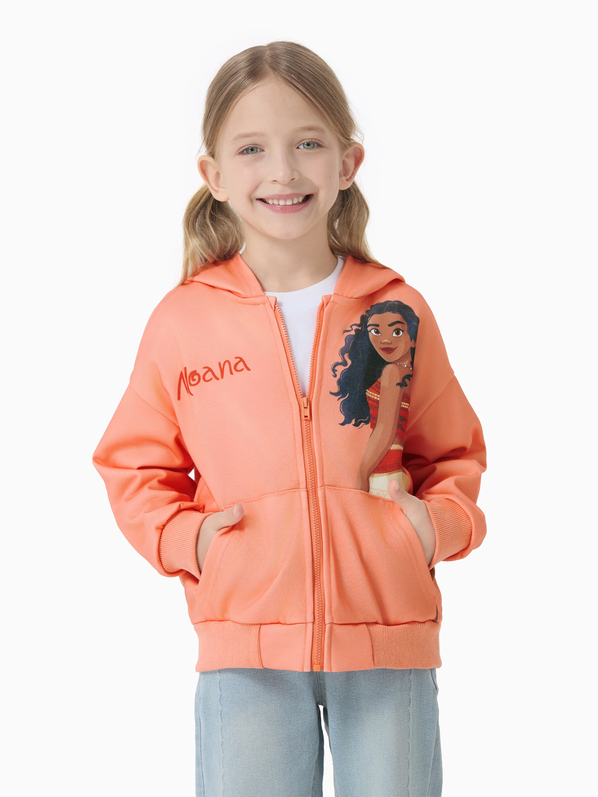 Disney Princess Toddler Girl Moana Hooded Jacket Orange red - Image 4