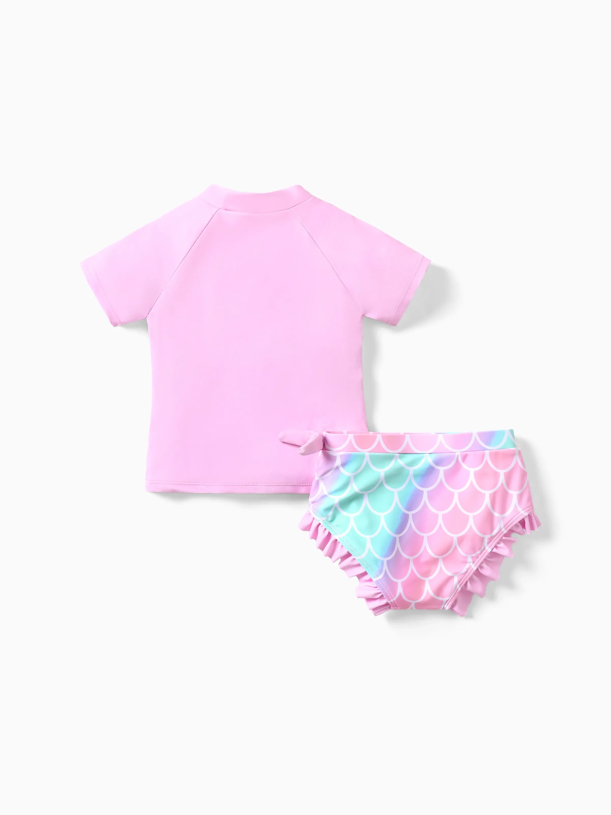 Disney Princess Toddler Girl Ariel 2pcs Rash Guard Swimsuit Pink - Image 3
