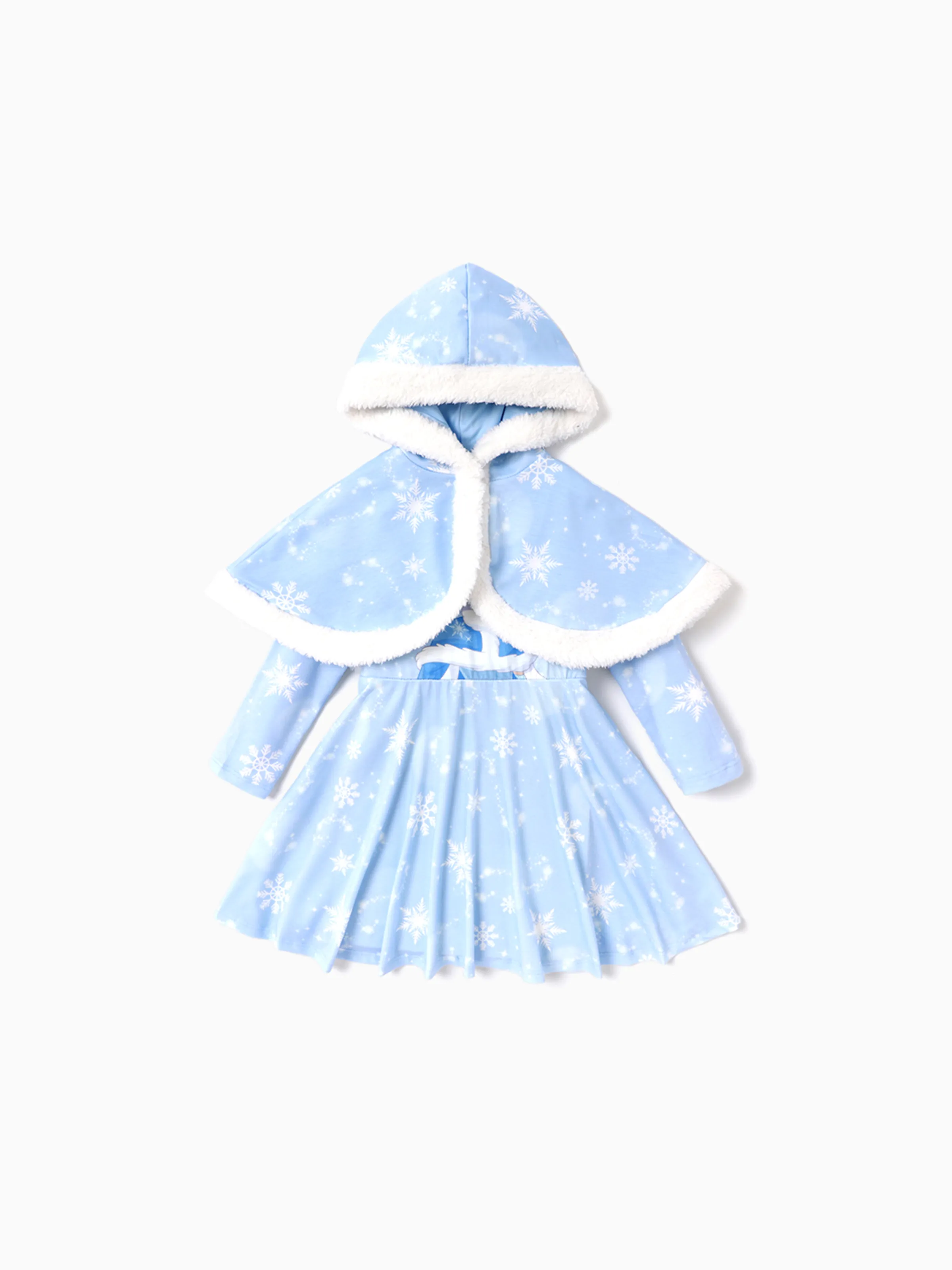 Disney Princess Toddler Girl Naia™ Cinderella Print Dress and Hooded Allover Snowflake Print Cloak Set Blue - Image 3