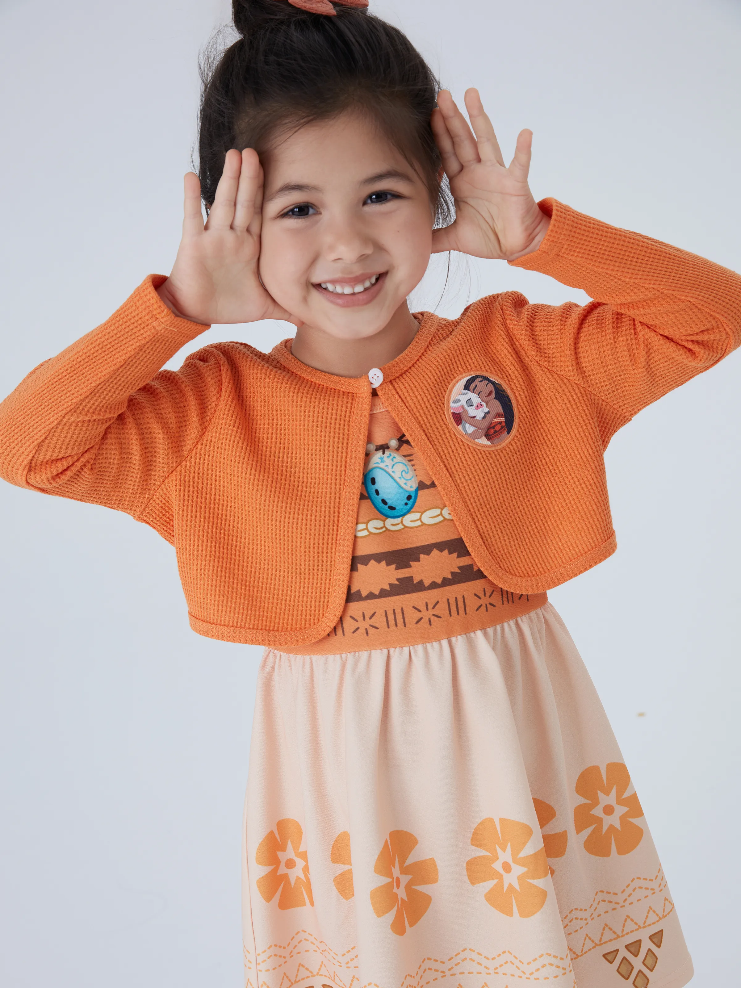 Disney Princess Toddler Girl 2pcs Moana Cosplay Long-sleeve Cardigan And Dresses Set Orange - Image 4