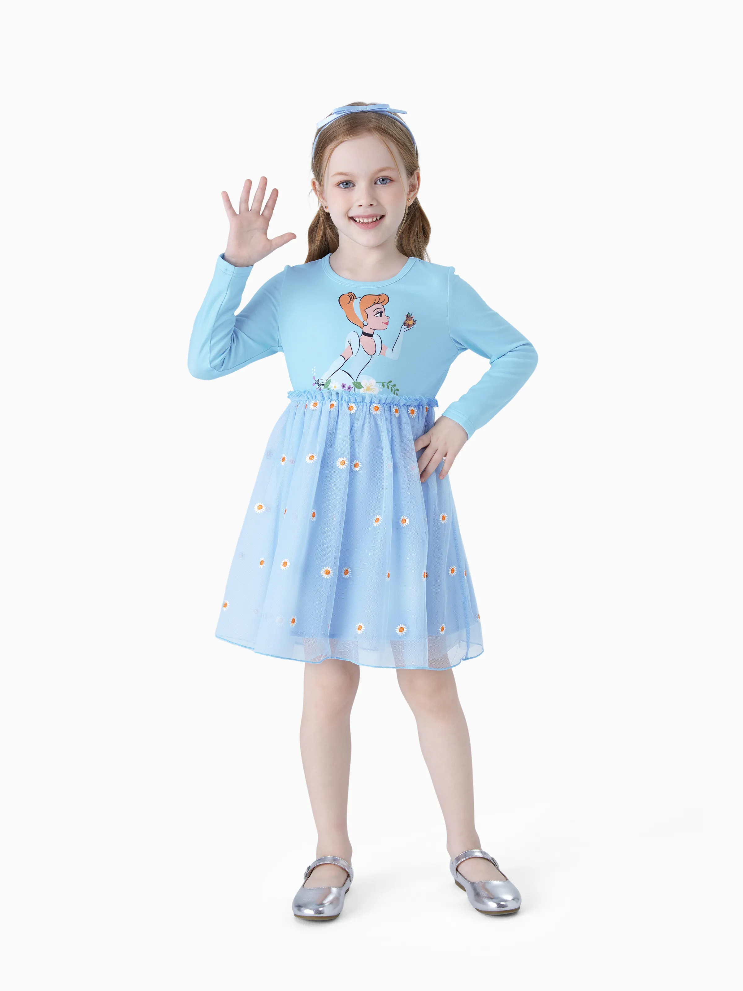 Disney Princess Toddler Girl Cinderella Naia™ Floral Tulle Dress Bluish Grey - Image 4