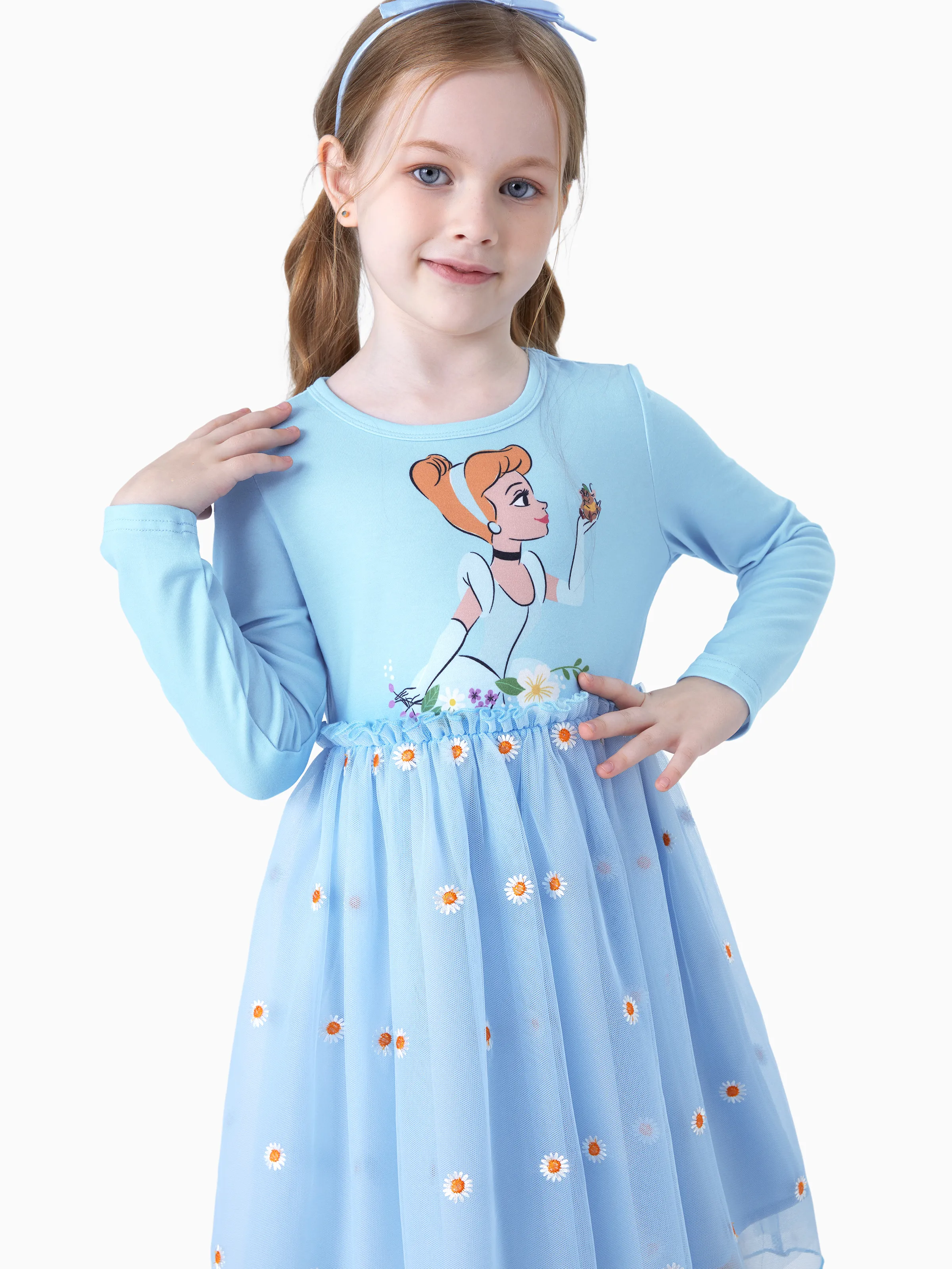 Disney Princess Toddler Girl Cinderella Naia™ Floral Tulle Dress Bluish Grey - Image 5