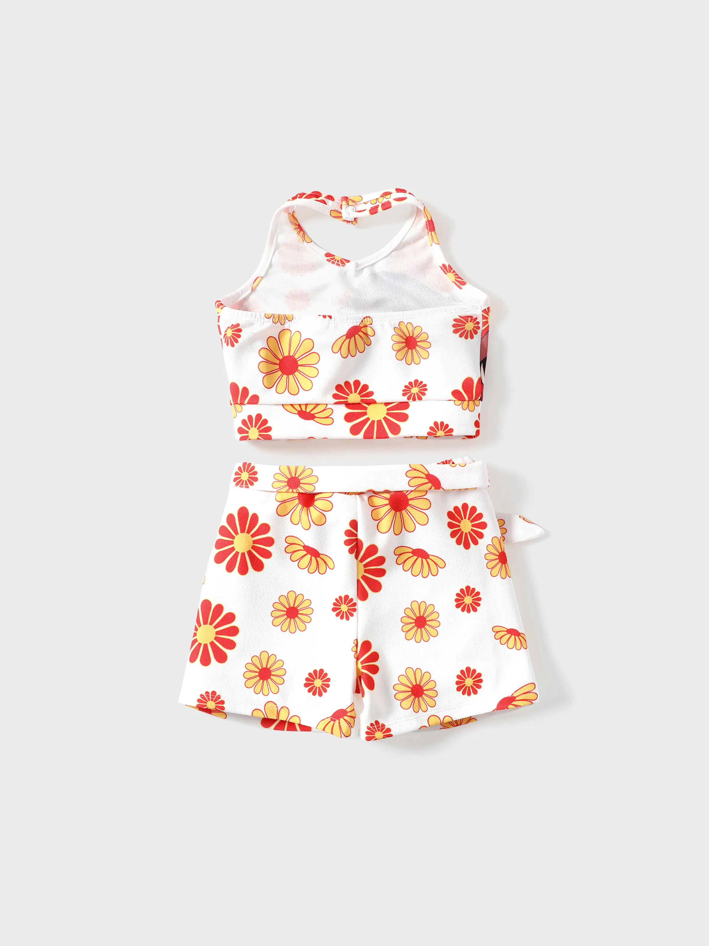 Disney Princess Toddler Girl 2pcs Moana Print Halter Top with Floral Skirt Sets White - Image 3