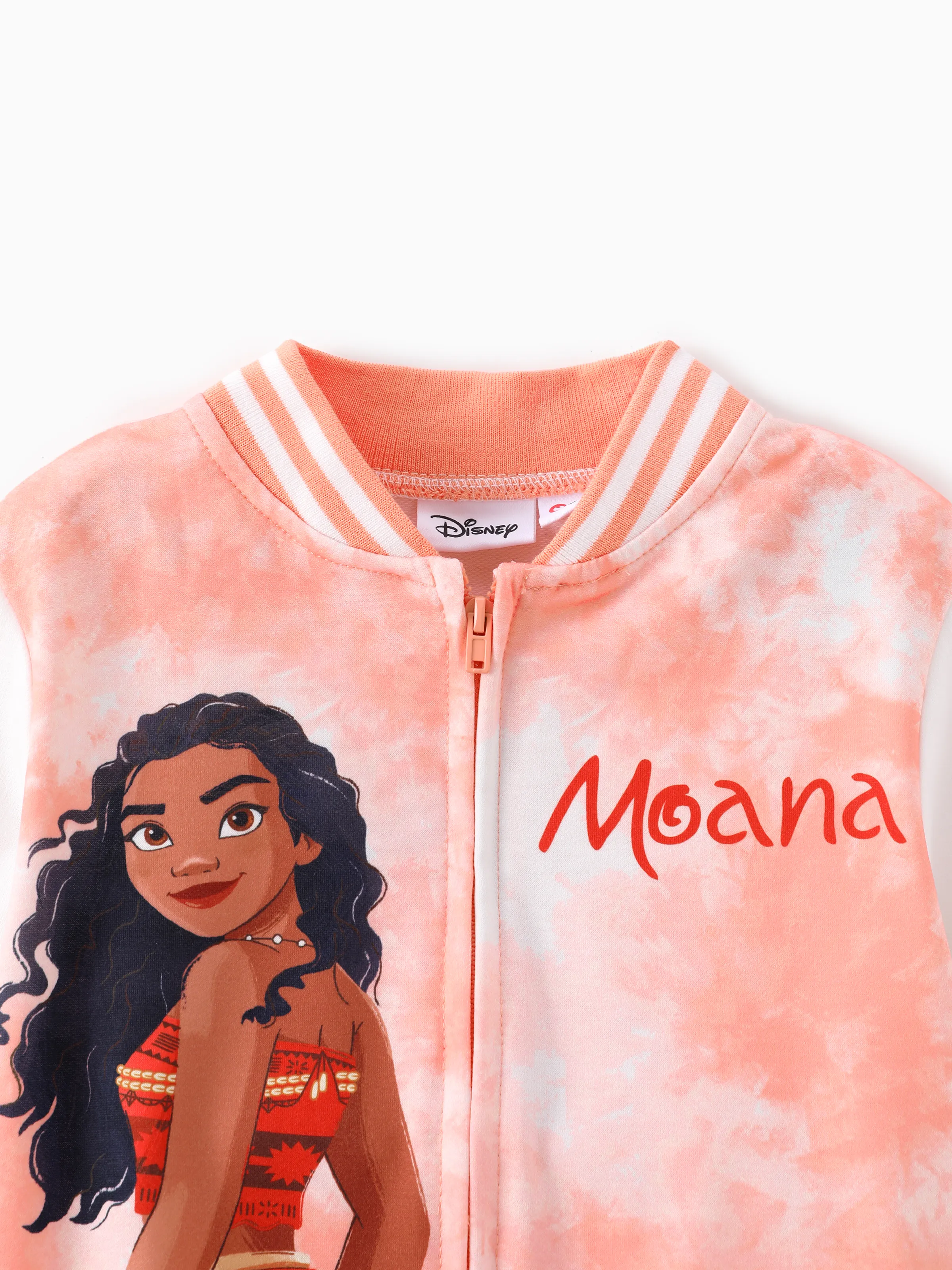 Disney Princess Toddler Girls Moana Tie-die Print Bomber Jacket Orange - Image 4