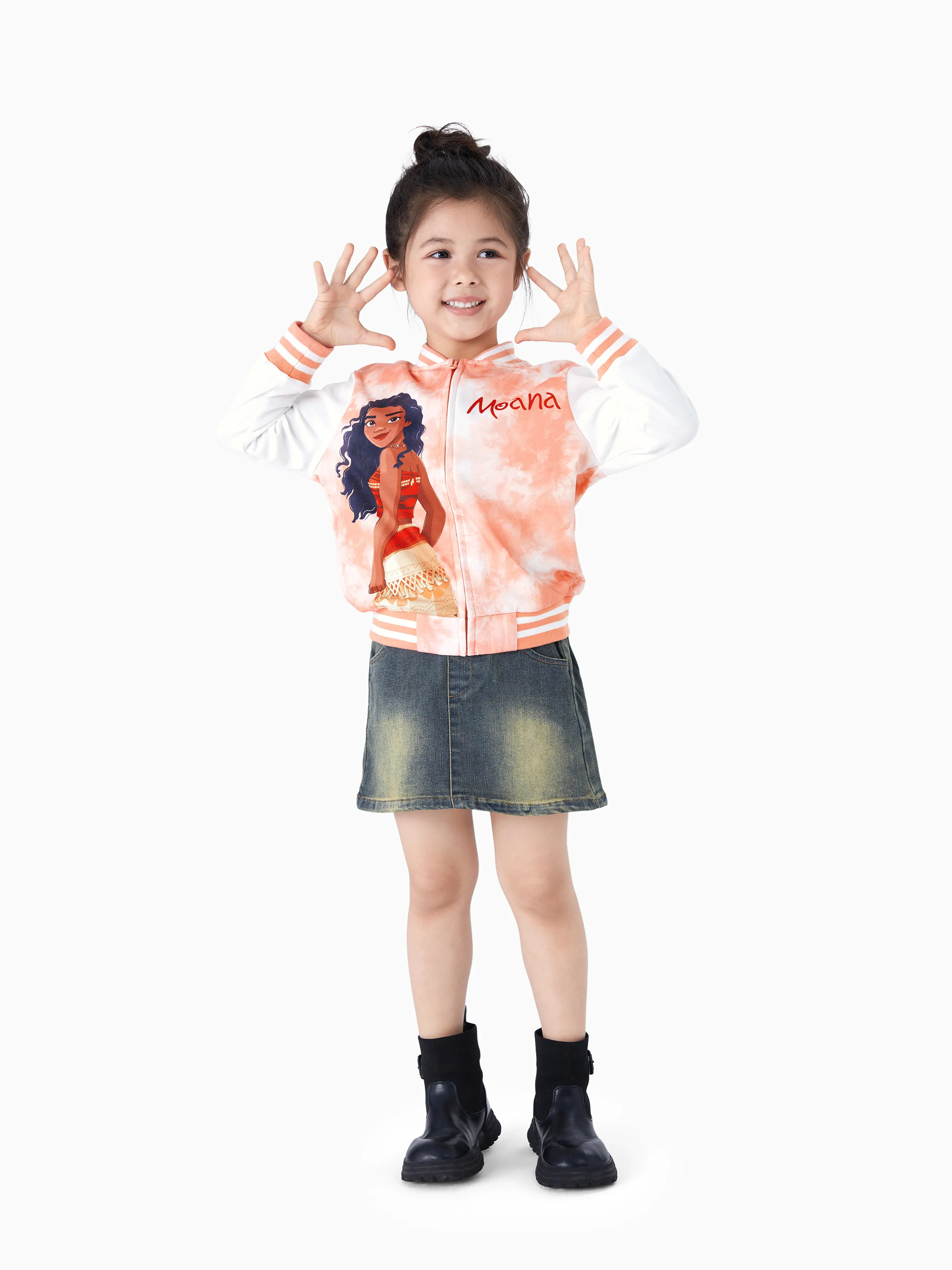 Disney Princess Toddler Girls Moana Tie-die Print Bomber Jacket Orange - Image 9