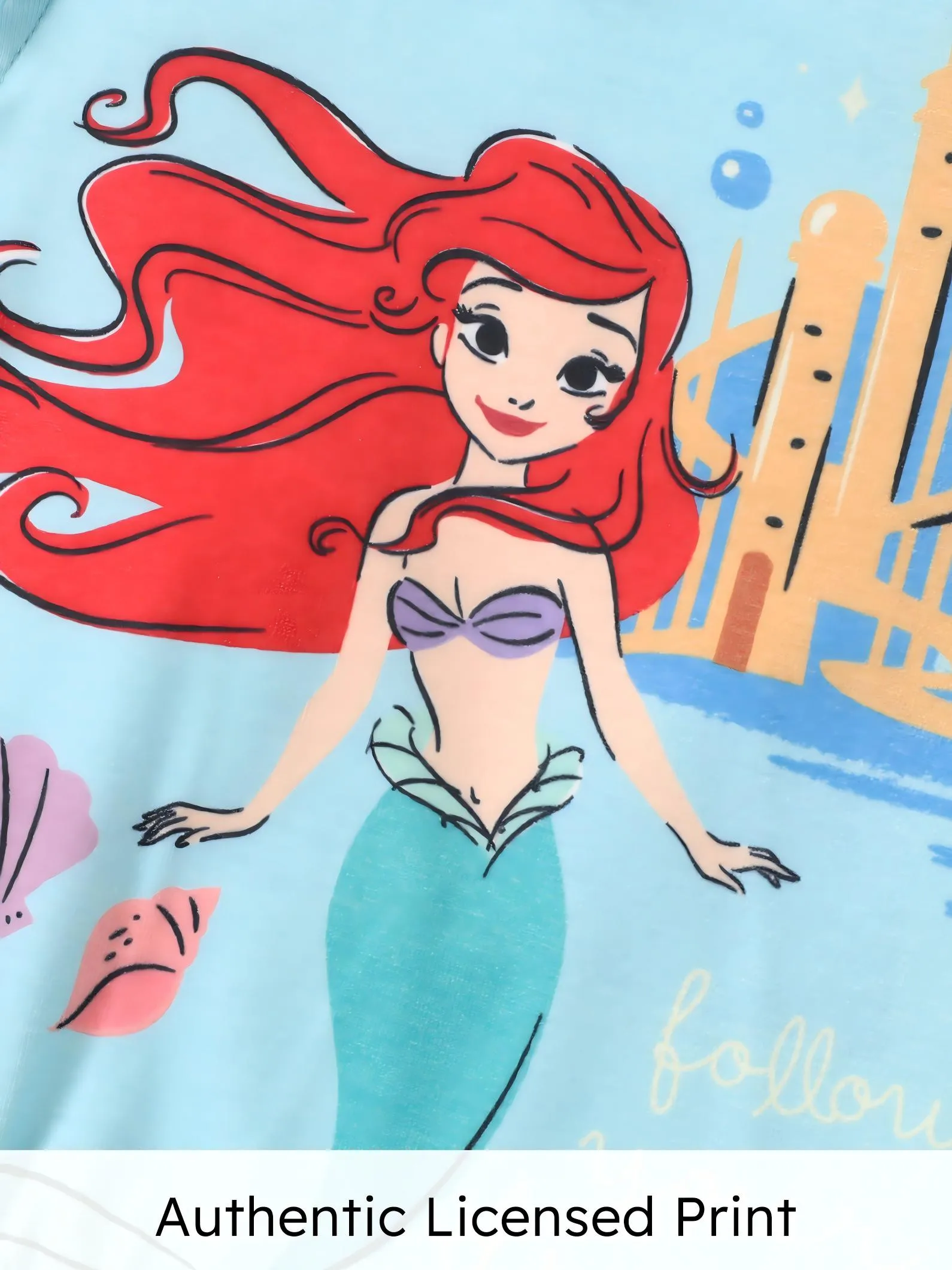 Disney Princess Toddler Girl 2pcs Naia™ Ariel Print Ruffled Top with Stripped Leggings Set BlueGreen - Image 2
