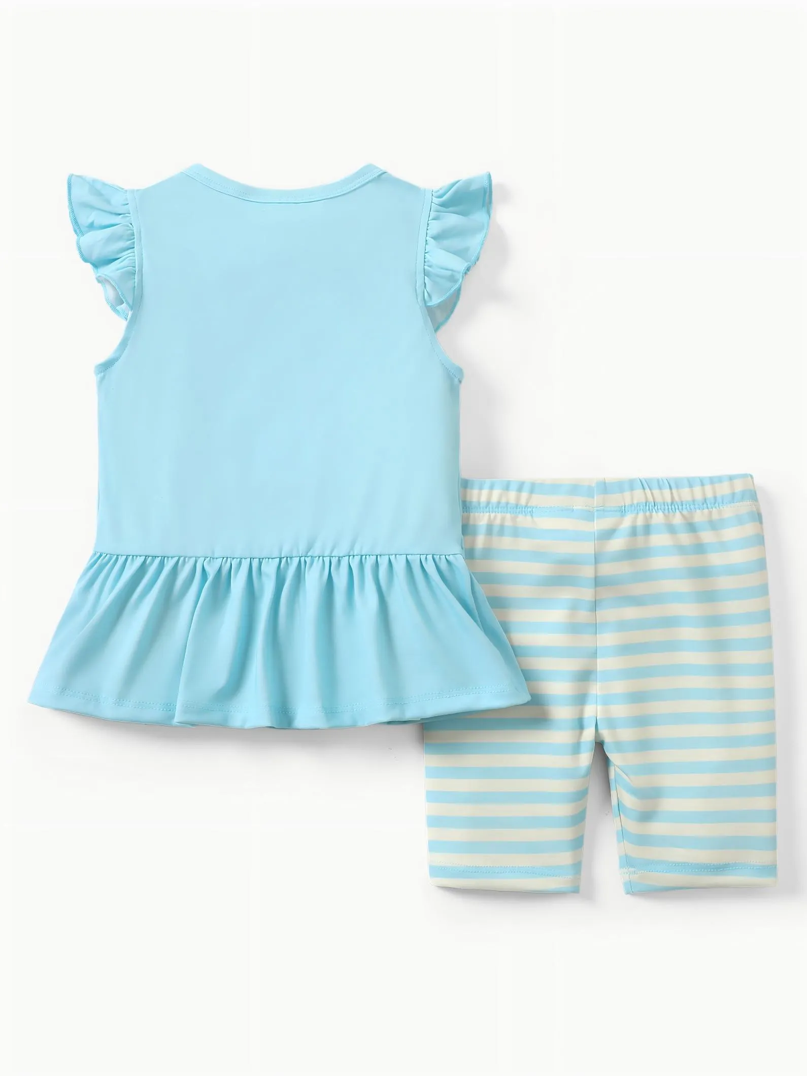 Disney Princess Toddler Girl 2pcs Naia™ Ariel Print Ruffled Top with Stripped Leggings Set BlueGreen - Image 3