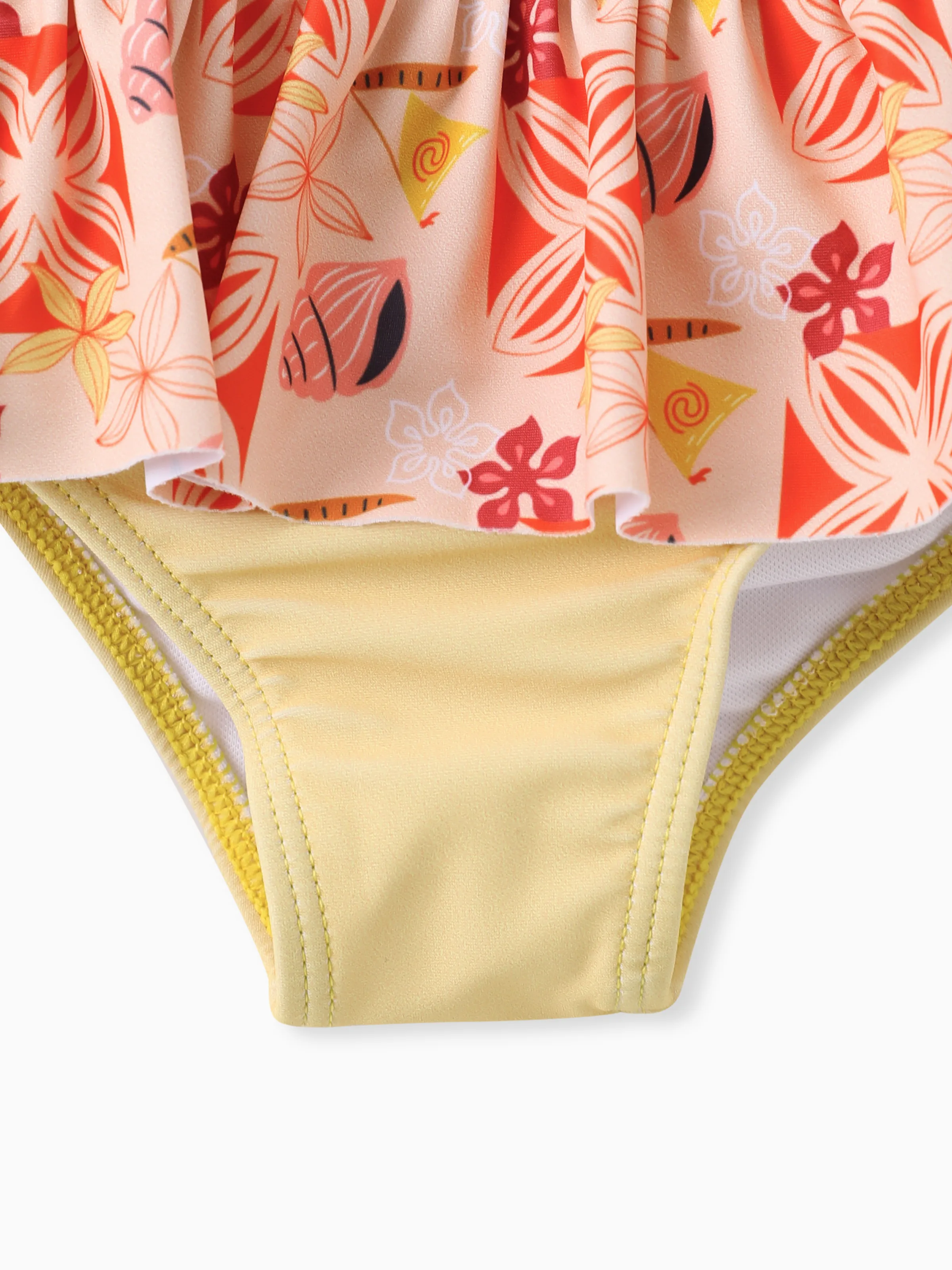 Disney Princess Toddler Girl Moana Bow-shoulder 2ps Swimsuit Orangeyellow - Image 6