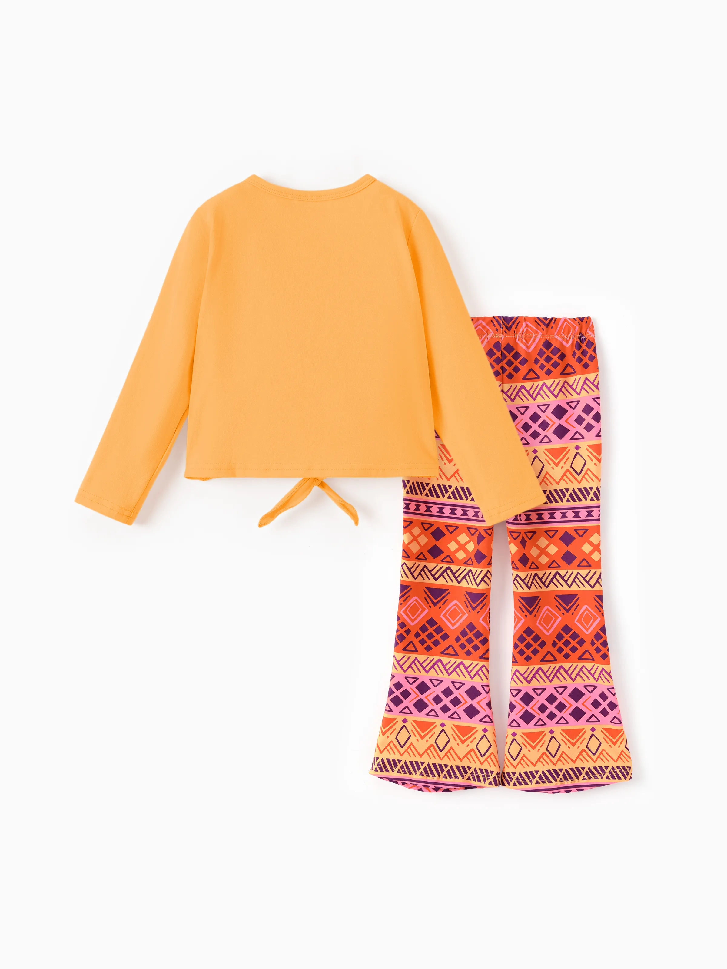 Disney Princess Toddler/ Kid Girl 2pcs Moana Bow Design Long-sleeve Top and Leggings Set Orange - Image 3