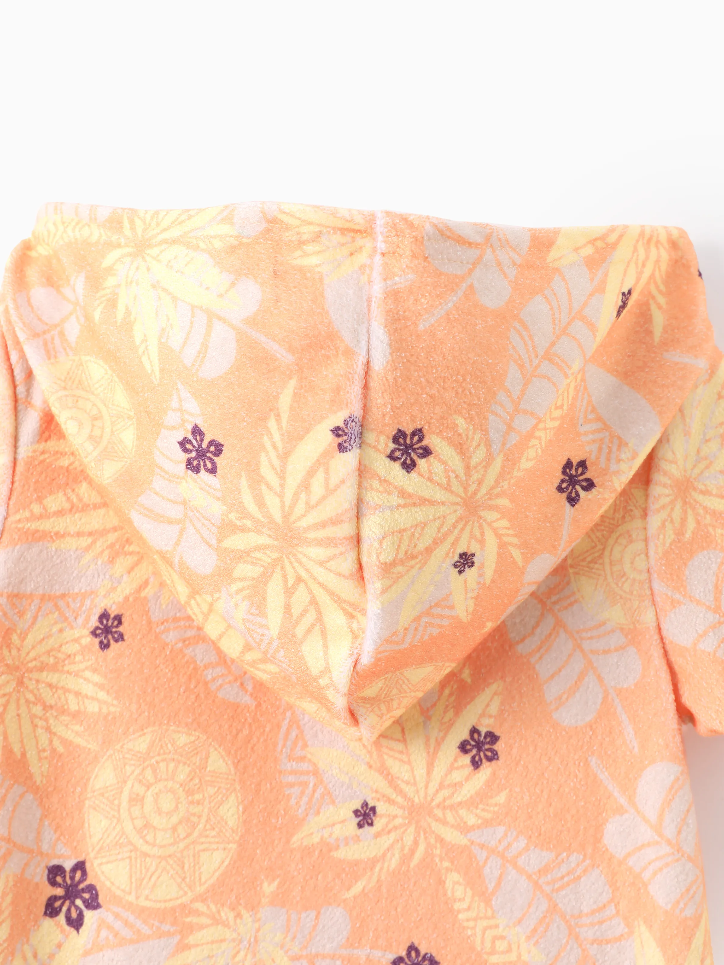 Disney Princess Toddler/Kid Girl Moana Palm Allover Print Hooded Zipper Ruffle-hem Swim Cover-up Orange - Image 7
