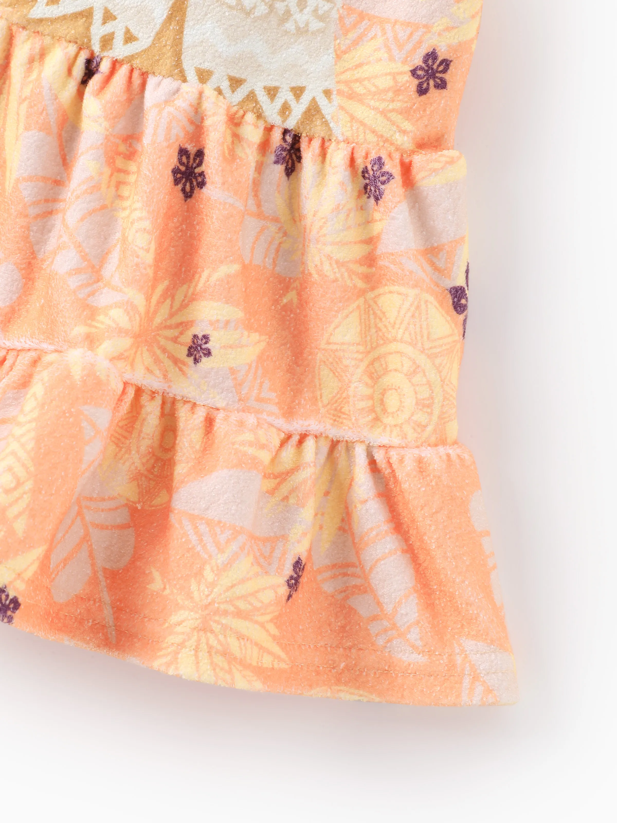 Disney Princess Toddler/Kid Girl Moana Palm Allover Print Hooded Zipper Ruffle-hem Swim Cover-up Orange - Image 8