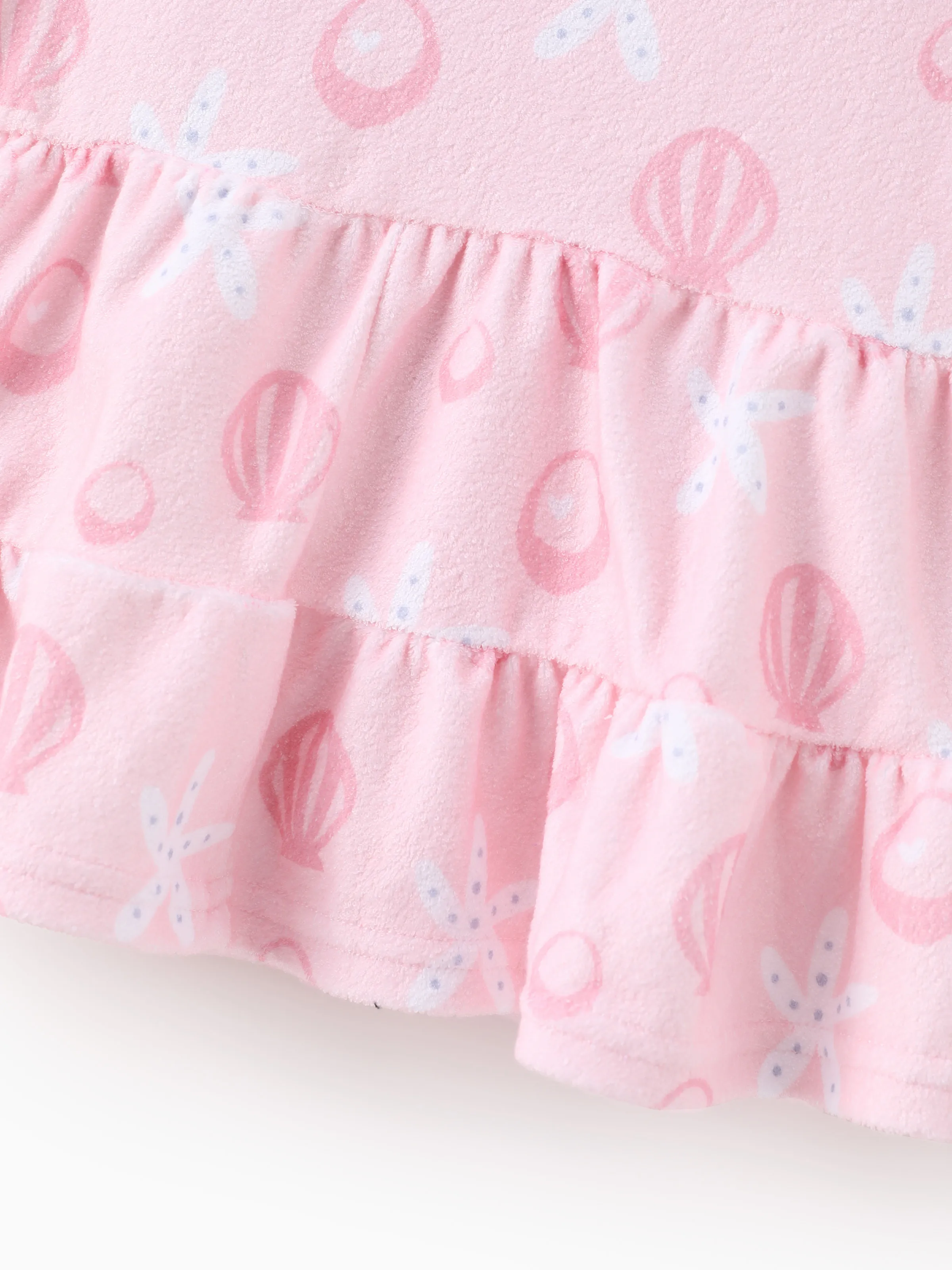 Disney Princess Toddler/Kid Girl Ariel Shell Allover Print Hooded Zipper Ruffle-hem Swim Cover-up Pink - Image 7