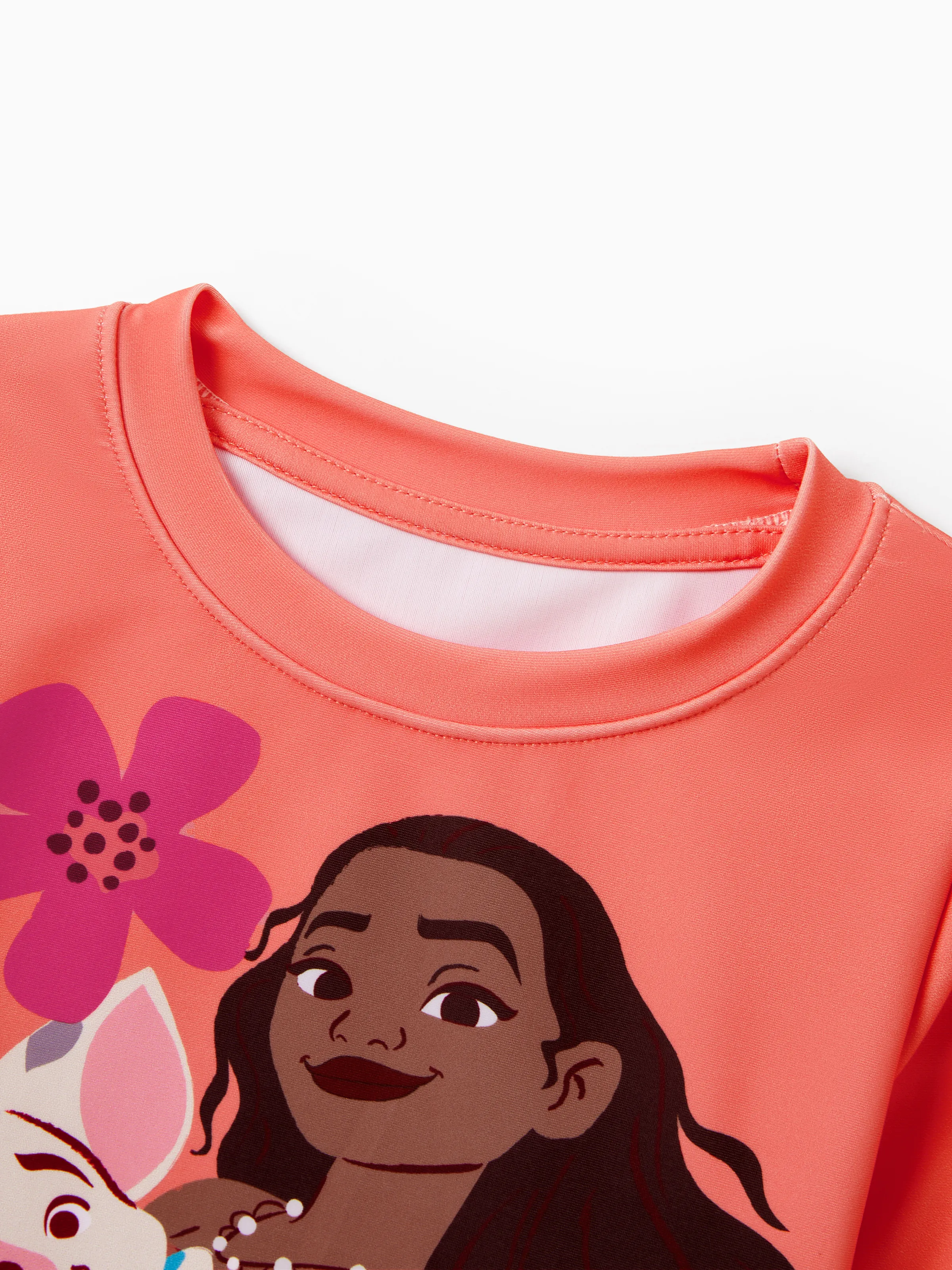 Disney Princess Toddler/Kid Girl 2pcs Moana UPF50+ Ruffled Long-sleeve Swimsuit Orange Red - Image 2