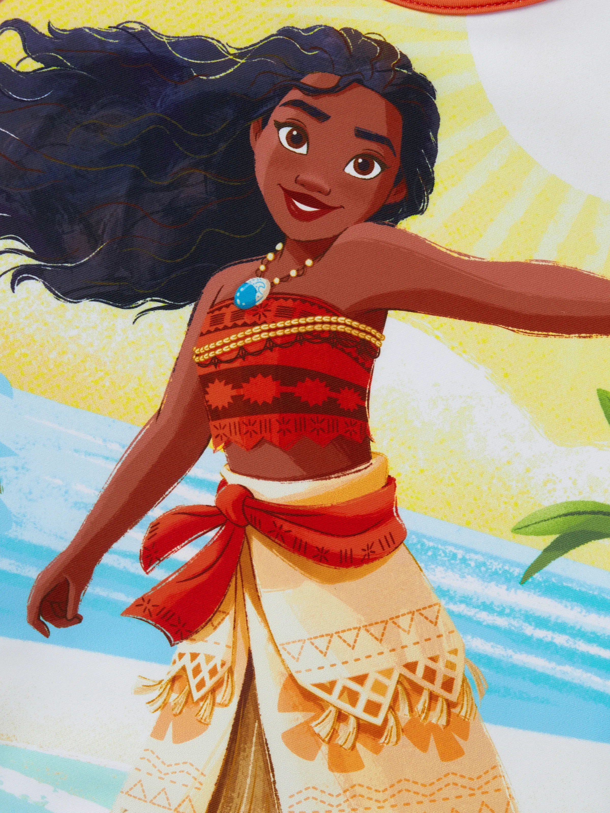 Disney Princess Toddler/Kid Girl 2pcs Moana UPF50+ Floral Print Top and Trunks Swimsuit Set Orange - Image 2
