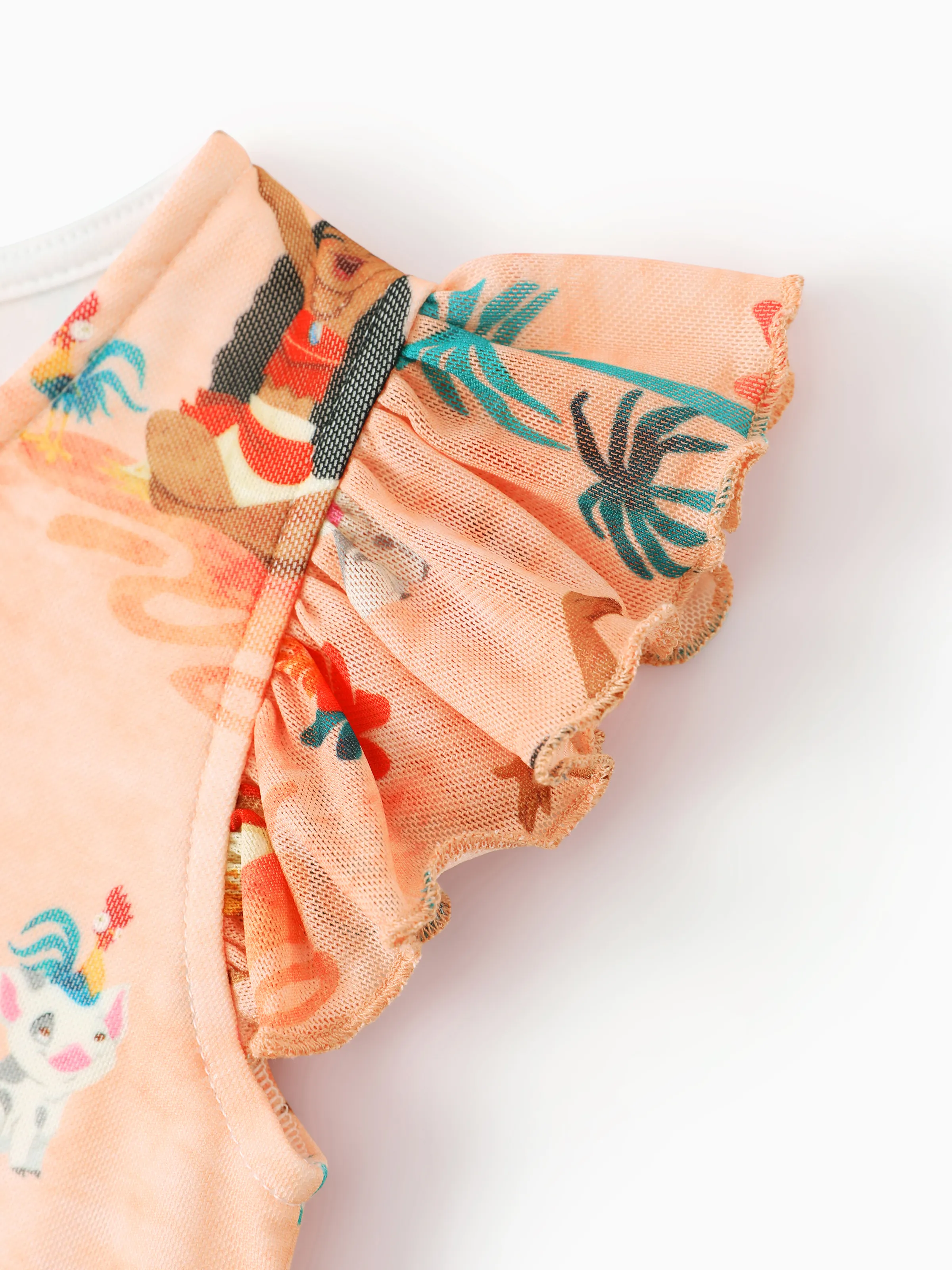 Disney Princess Toddler/Kid Girl Moana Tropical Floral V-neck Dress Orange - Image 5