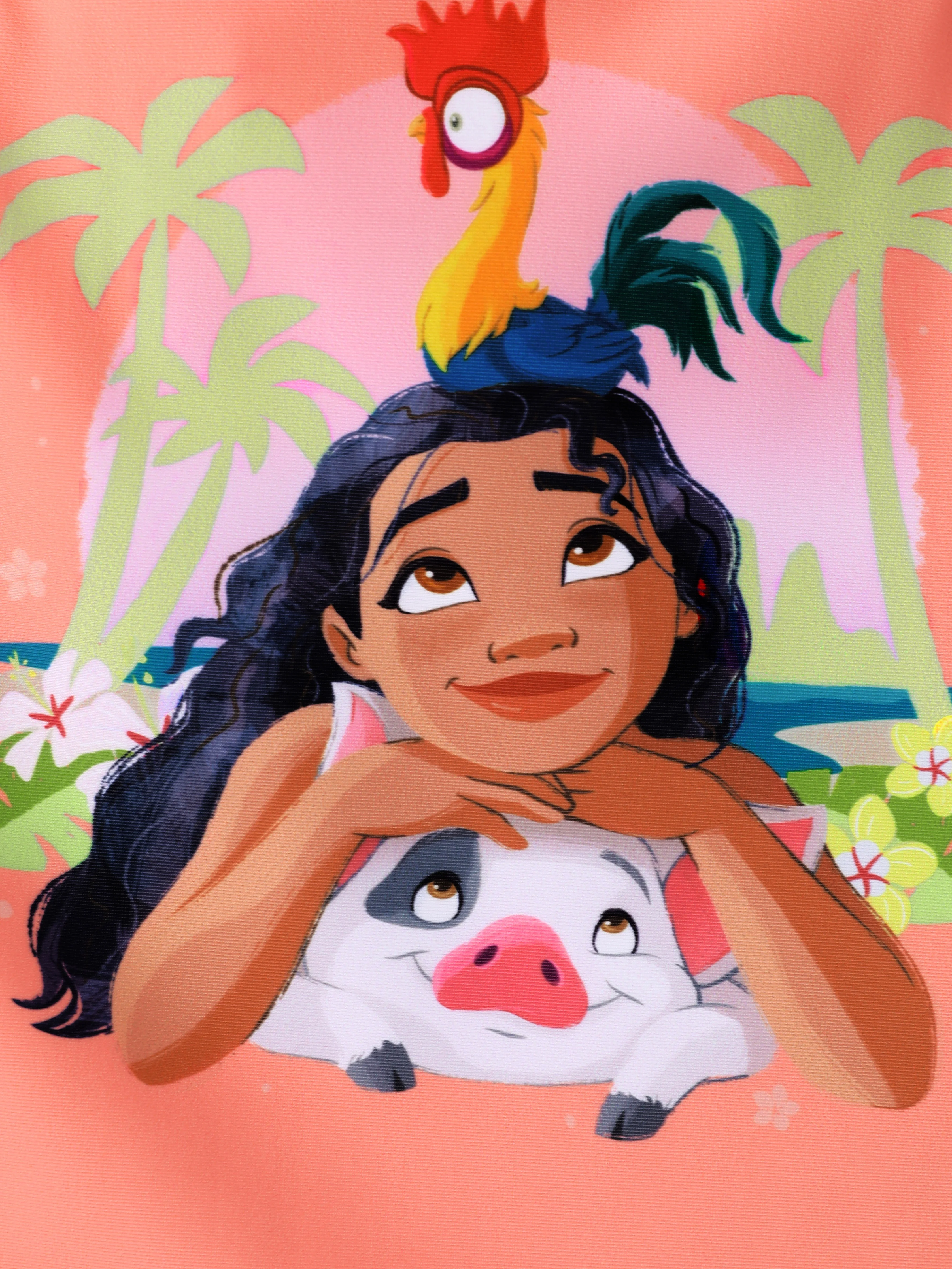 Disney Princess Toddler/Kid Girl Moana UPF50+ Sling Swimsuit with Removable Skirt Set Coral - Image 2