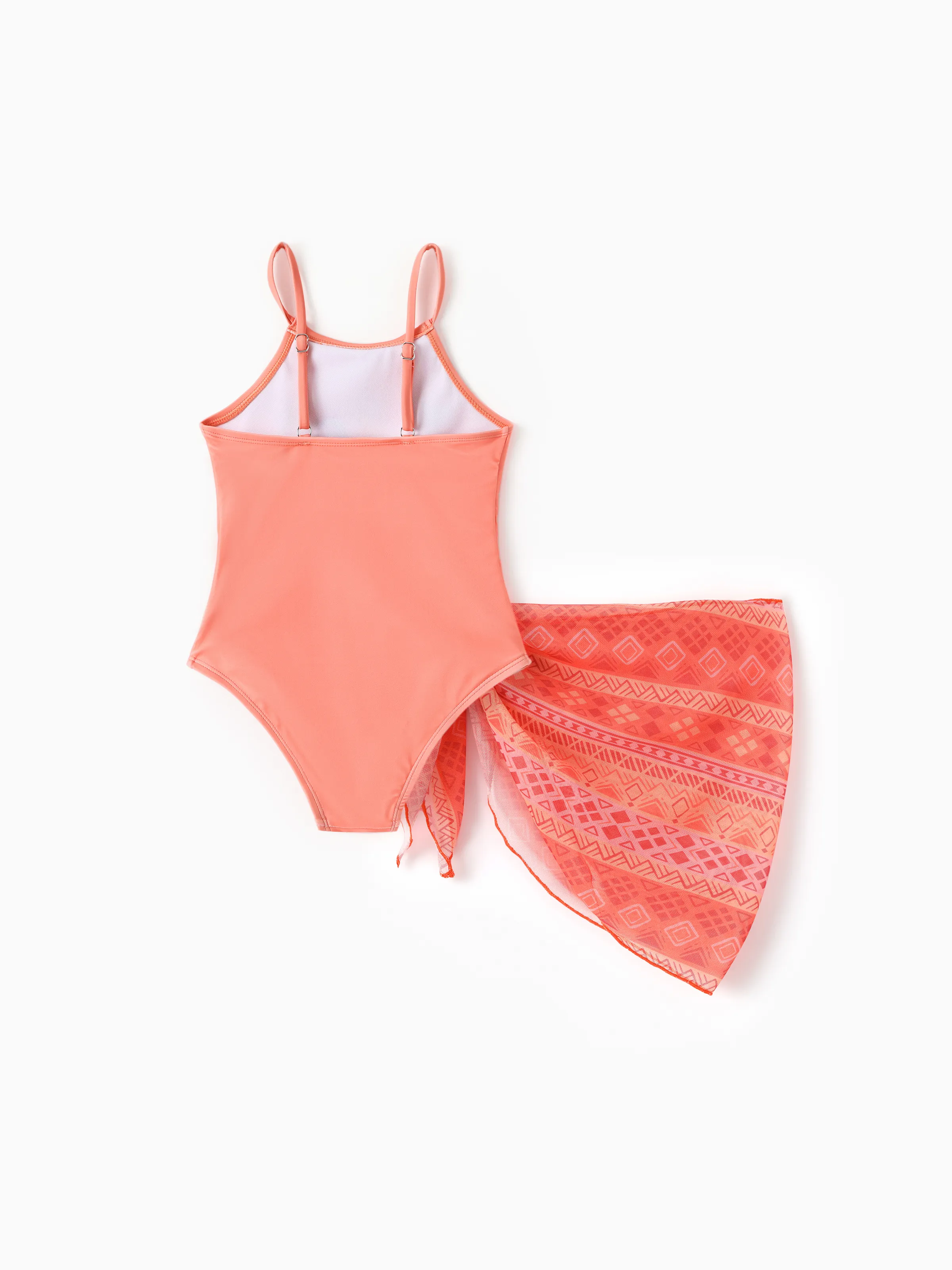 Disney Princess Toddler/Kid Girl Moana UPF50+ Sling Swimsuit with Removable Skirt Set Coral - Image 4