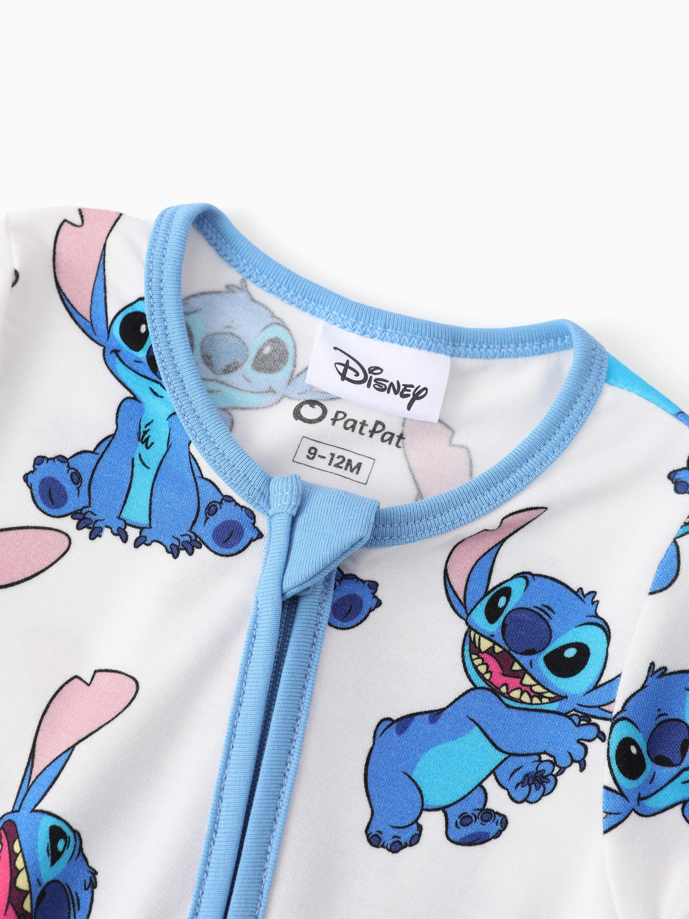 Disney Stitch Bamboo Baby Boy/Girl 2-Way Zip Onesies Anti Slip Long-sleeve Footie Blue - Image 4