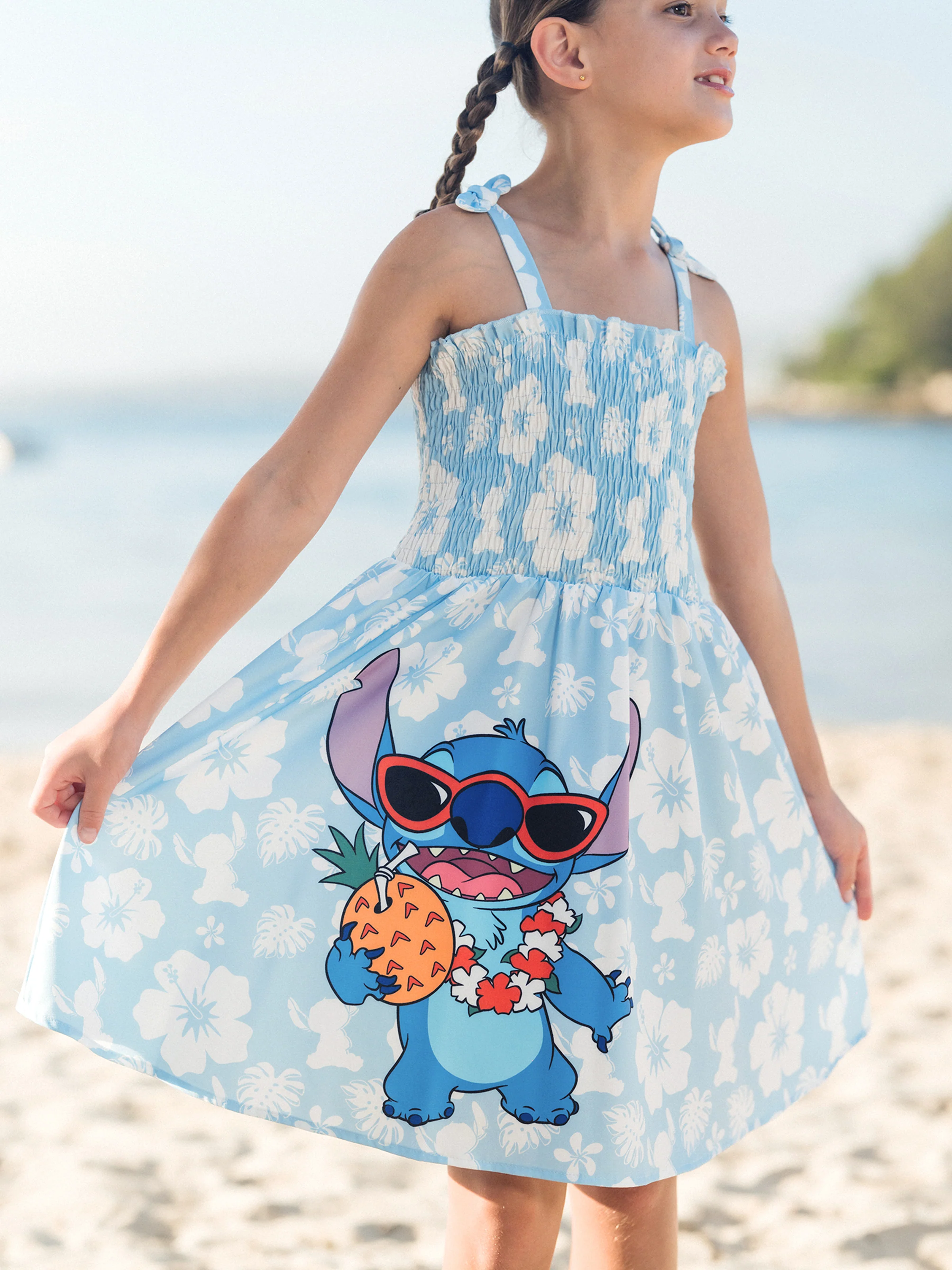 Disney Stitch Matching Family Tropical Floral Jumpsuit/ Dress/ Shirt Light Blue - Image 9