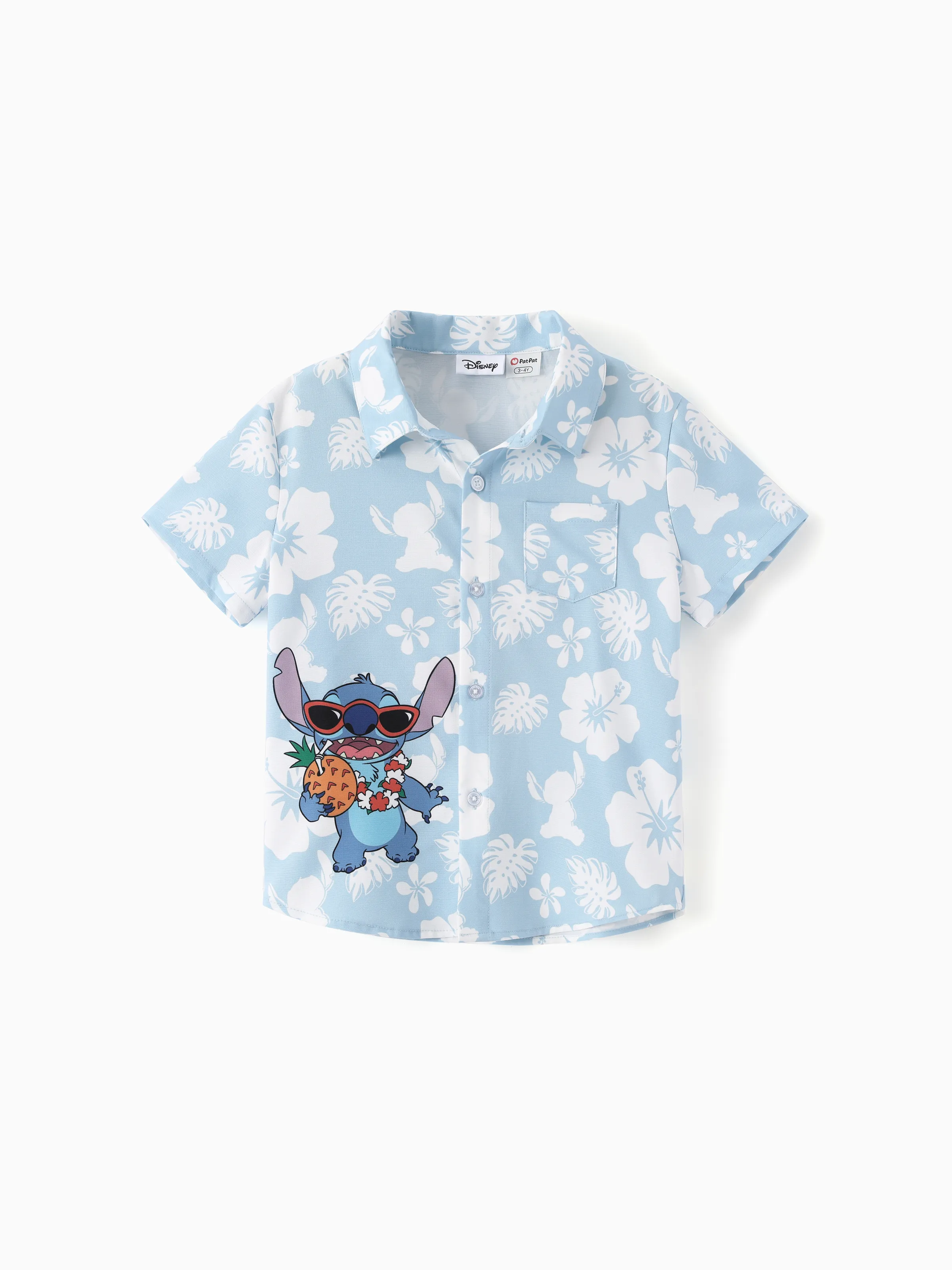Disney Stitch Daddy & Son Tropical Floral Jumpsuit/ Dress/ Shirt Light Blue - Image 13