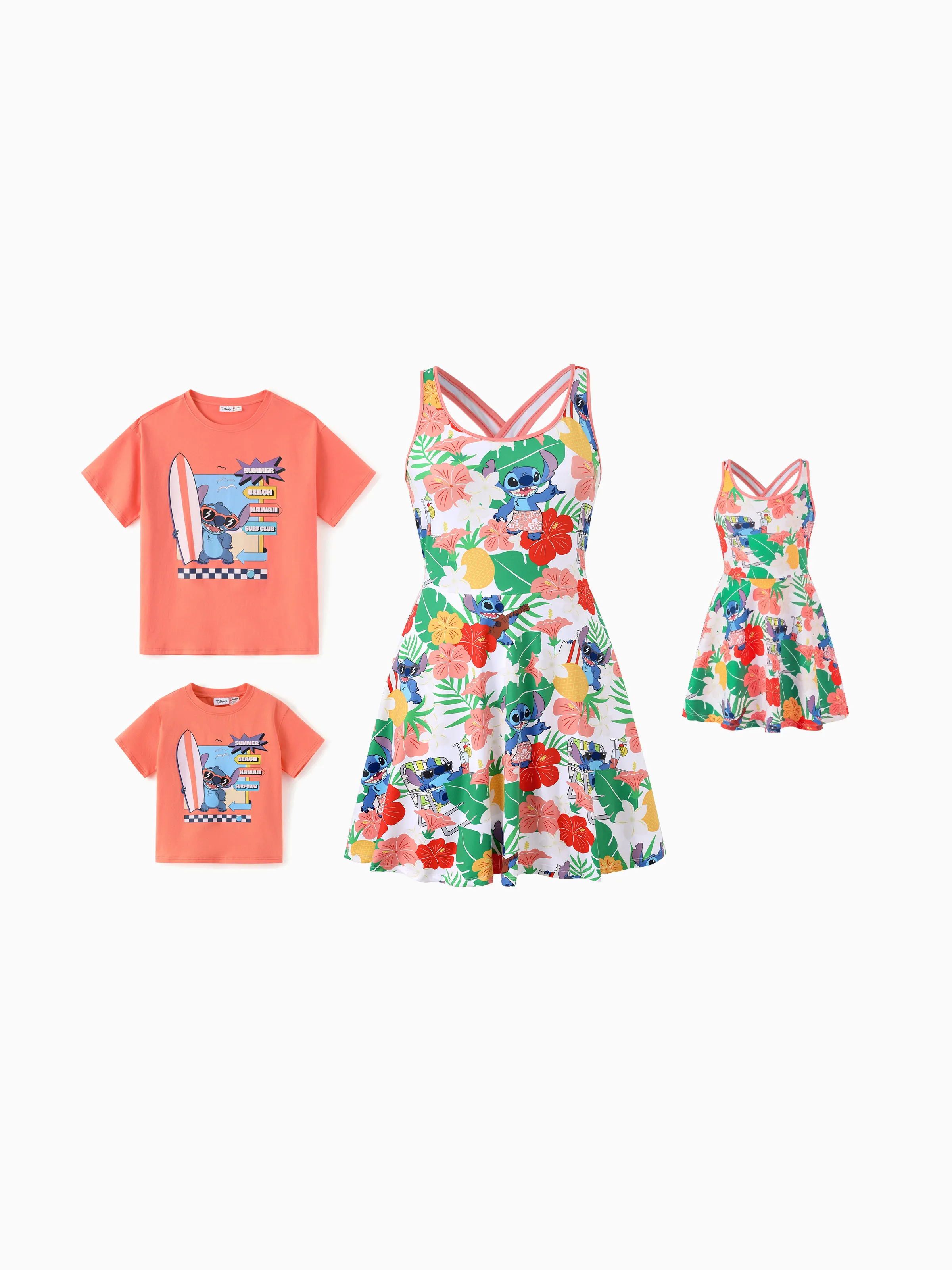 Disney Stitch Daddy & Son Tropical Floral Sporty Dress/ Cotton Top Multi-color - Image 3