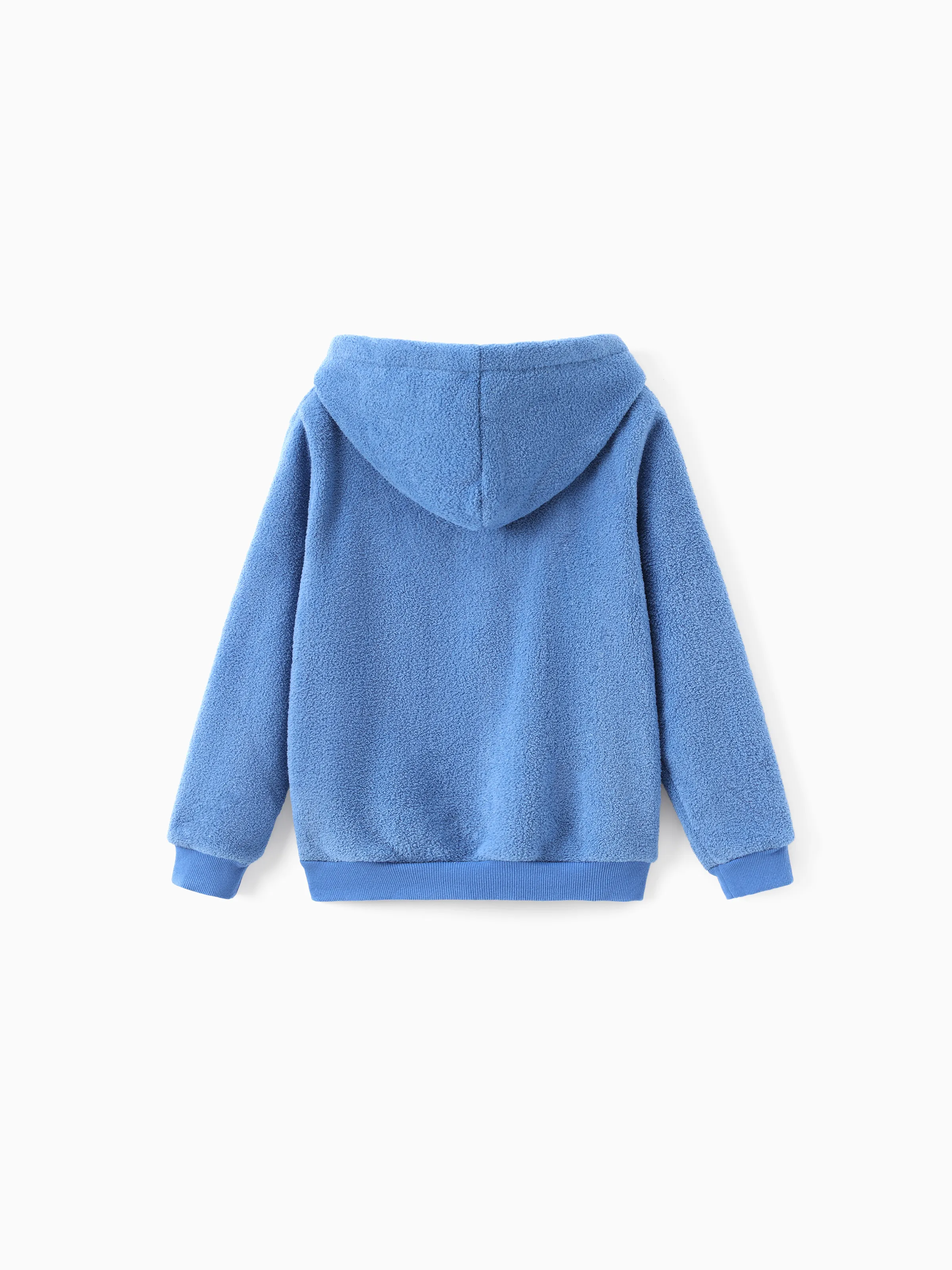Disney Stitch Kid Boy 1pc Character Applique Embroidered Plush Long-sleeve Hooded Sweatshirt Blue - Image 3