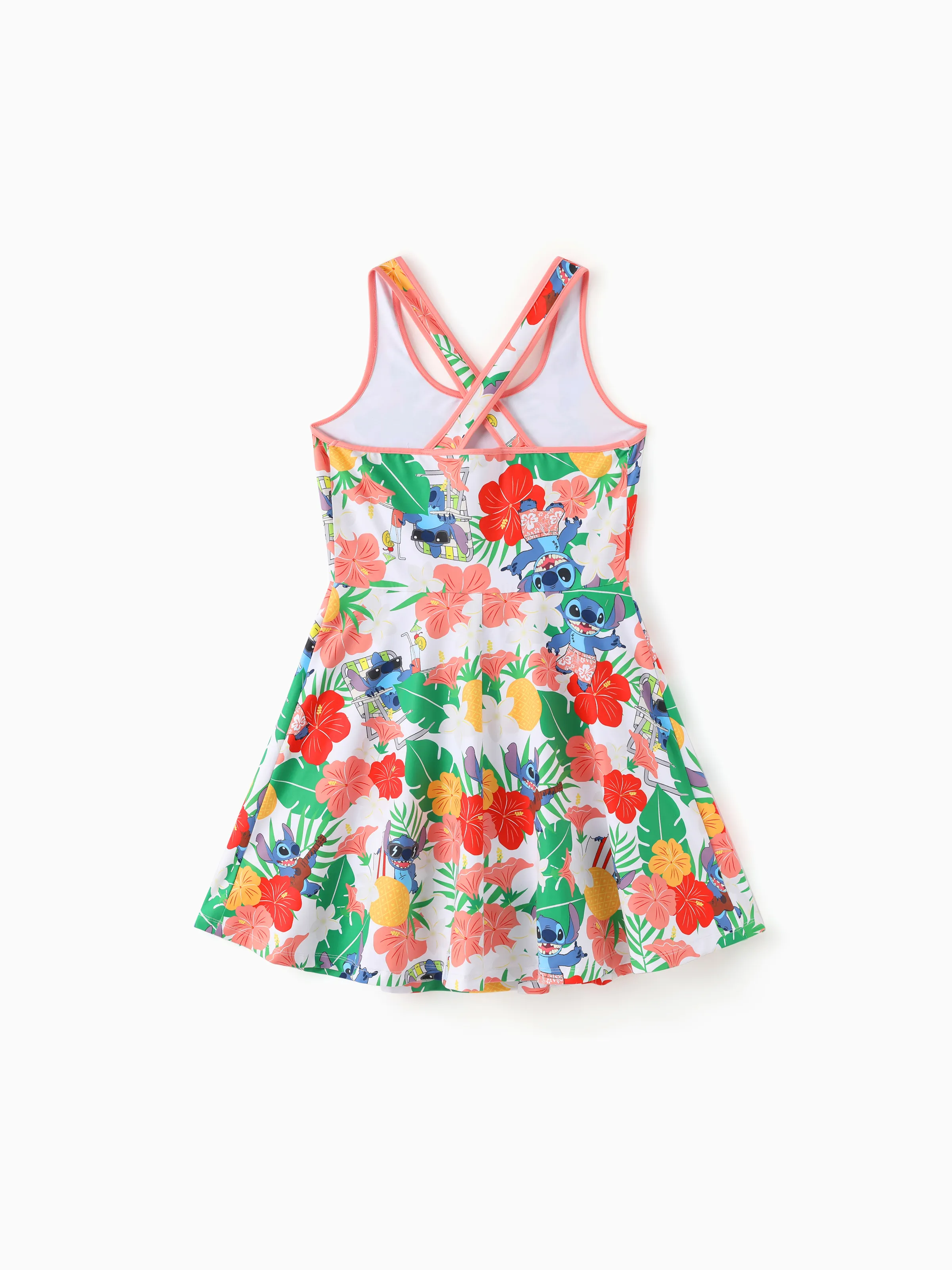 Disney Stitch Matching Family Tropical Floral Sporty Dress with Built-in Shorts & Pockets/ Cotton Top Multi-color - Image 6