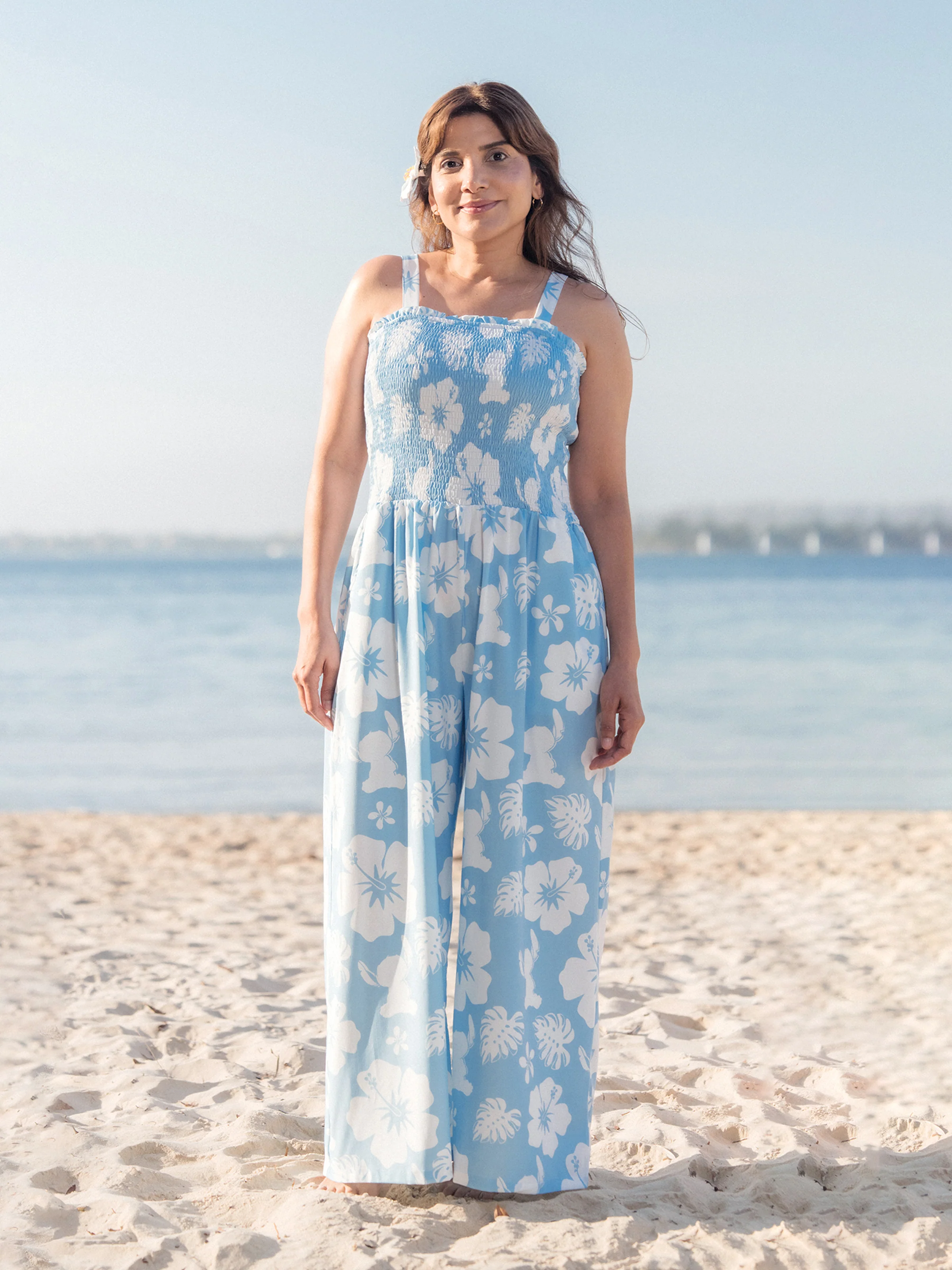 Disney Stitch Matching Family Tropical Floral Jumpsuit/ Dress/ Shirt Light Blue - Image 3
