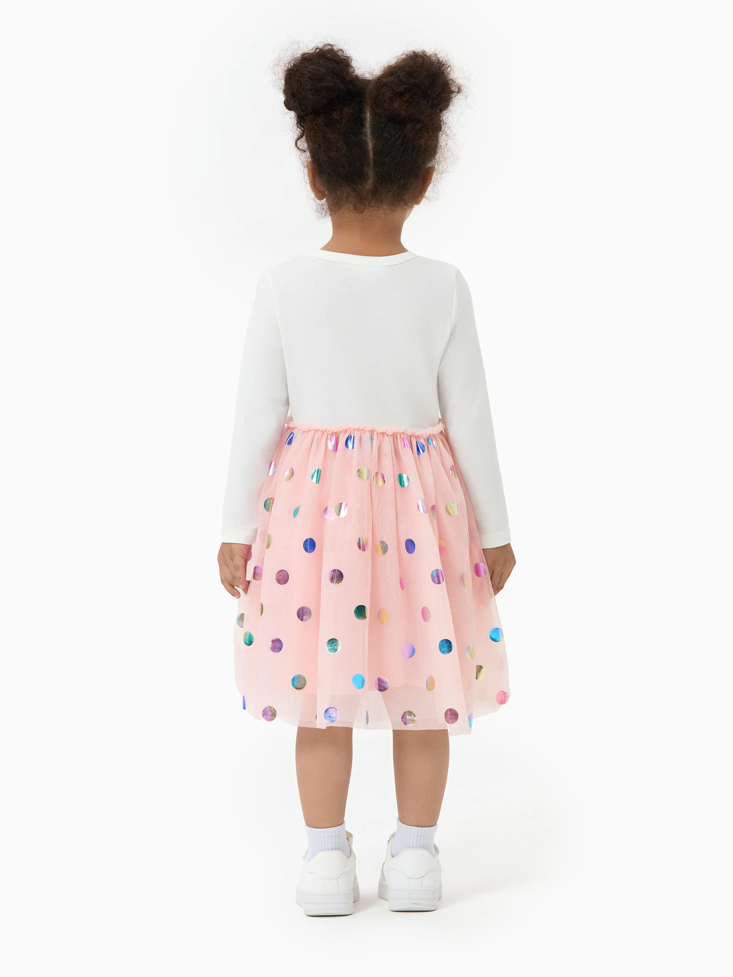 Disney Stitch Toddler Girl 62% Cotton Printed Mesh Dress White - Image 4