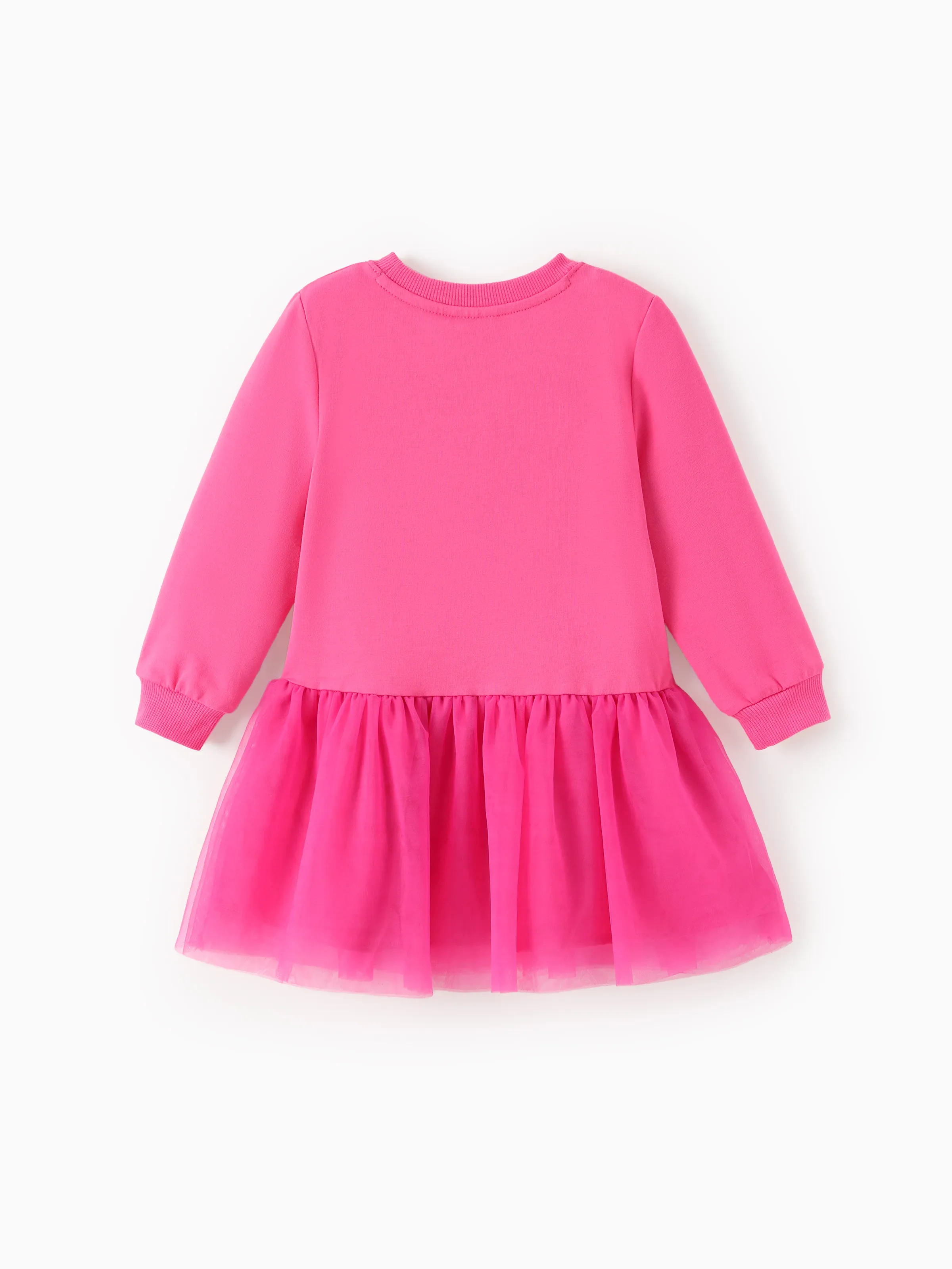 Disney Stitch Toddler Girl Mesh Splice Sweatshirt Dress Hot Pink - Image 3