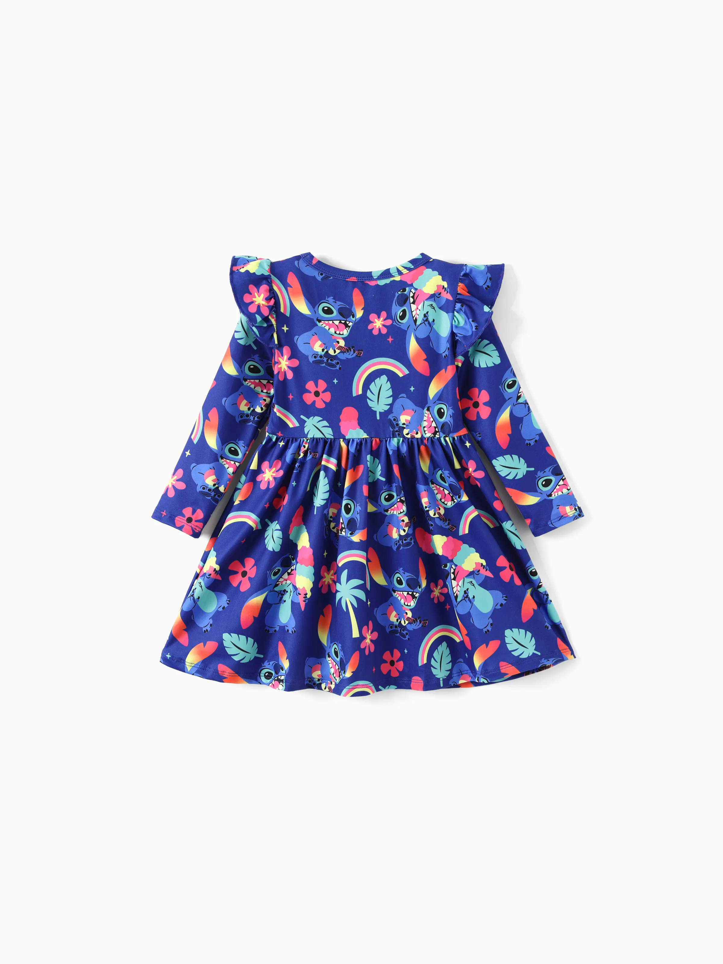 Disney Stitch Toddler Girl Stitch Flutter-sleeve Ruffle Dress Deep Blue - Image 3