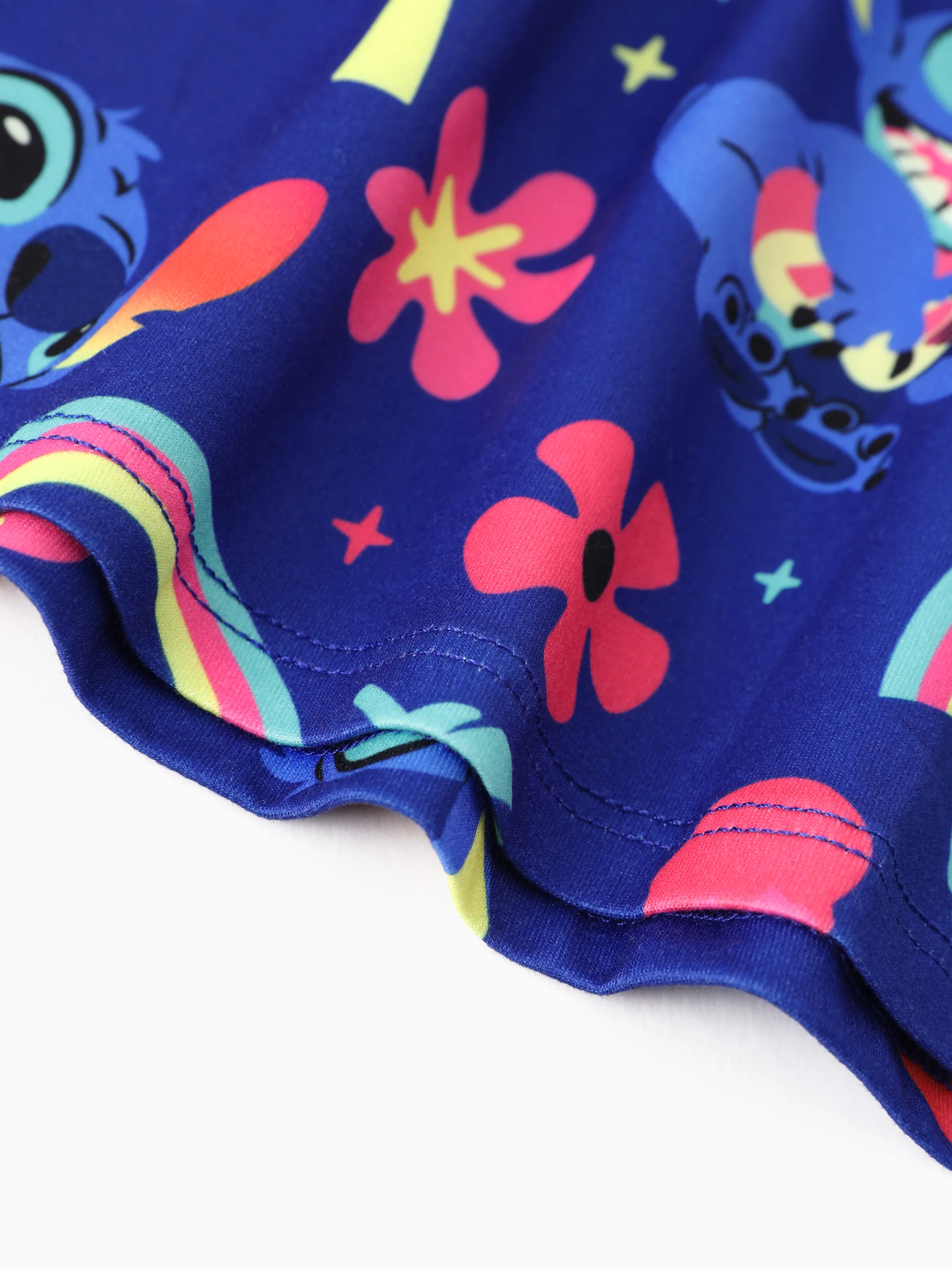 Disney Stitch Toddler Girl Stitch Flutter-sleeve Ruffle Dress Deep Blue - Image 7