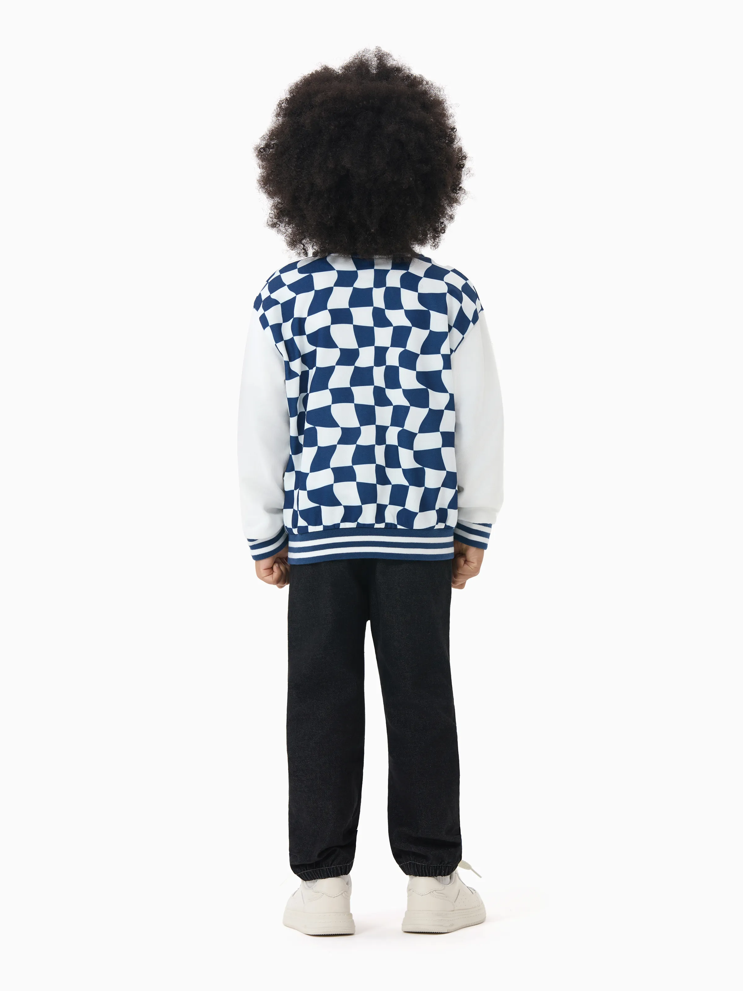 Disney Stitch Toddler/ Kid Boy Checkerboard Pattern Bomber Jacket Deep Blue - Image 5