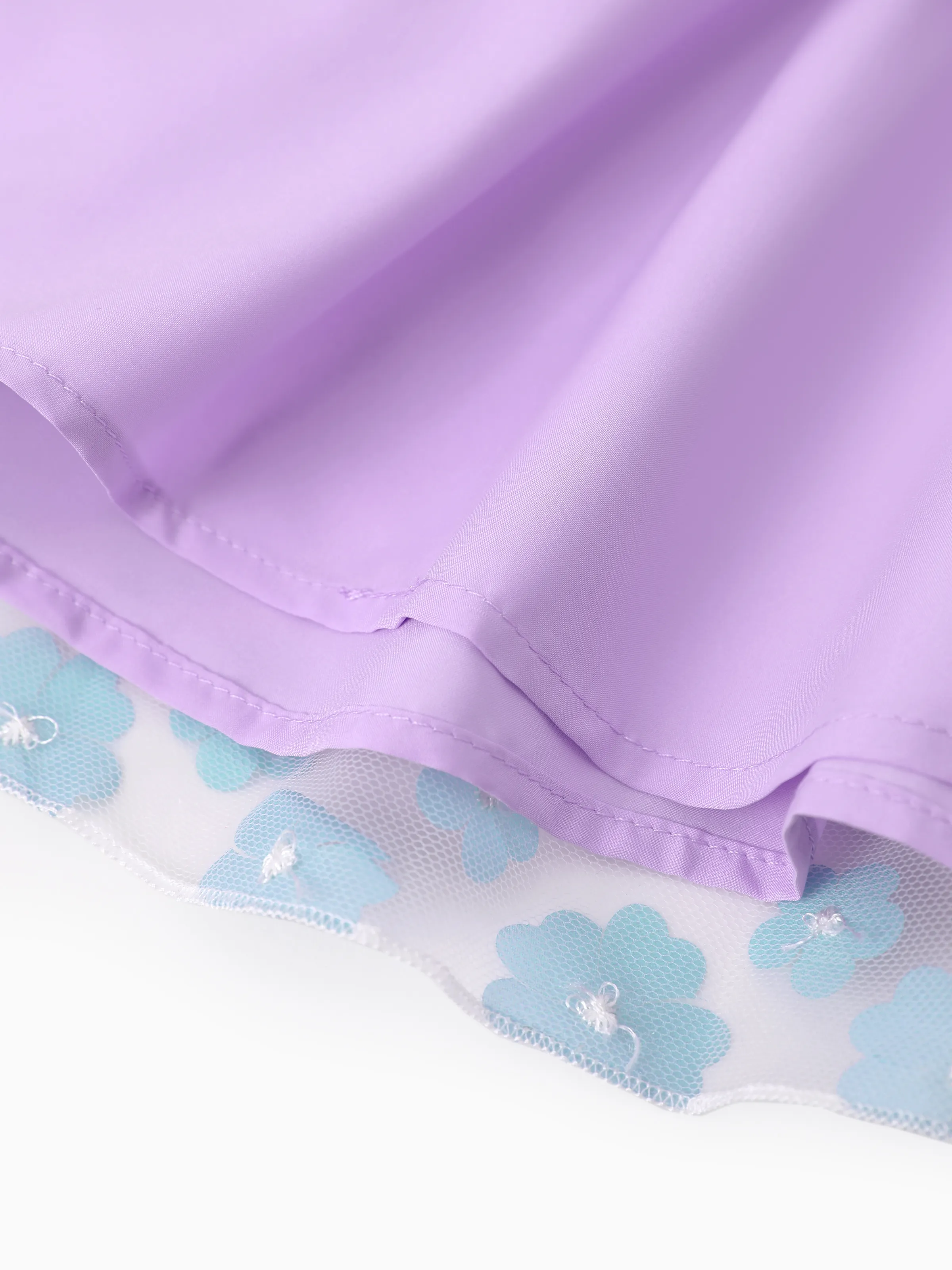 Disney Stitch Toddler/Kid Girl 2pcs Cotton Character Heart Floral Pattern Gradient Mesh Dress Purple - Image 8