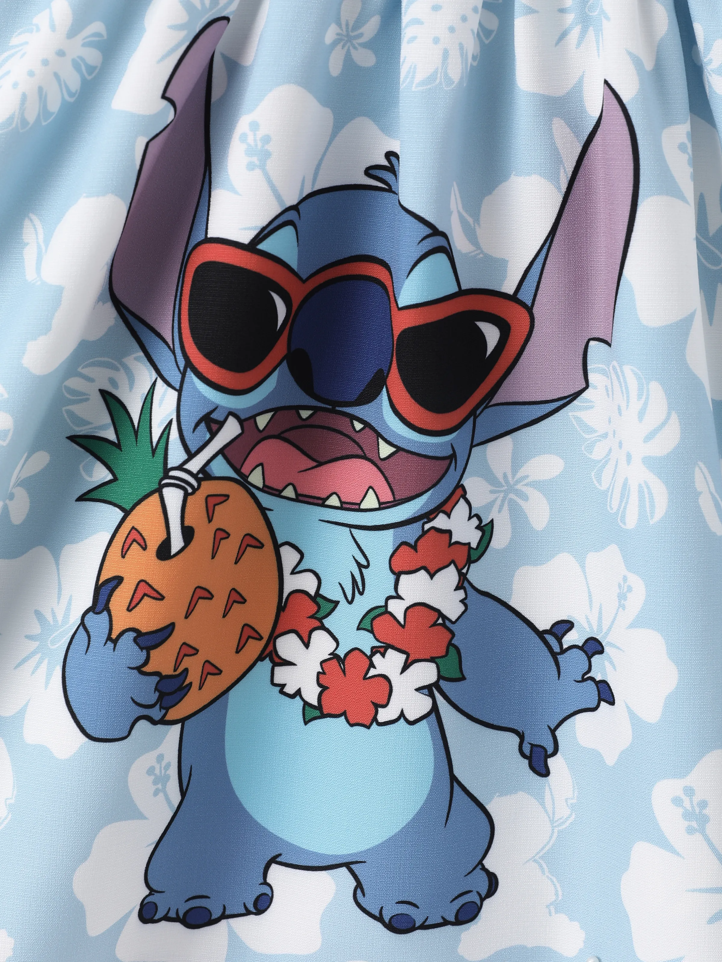 Disney Stitch Toddler/Kid Girl Tropical Floral Dress Light Blue - Image 6