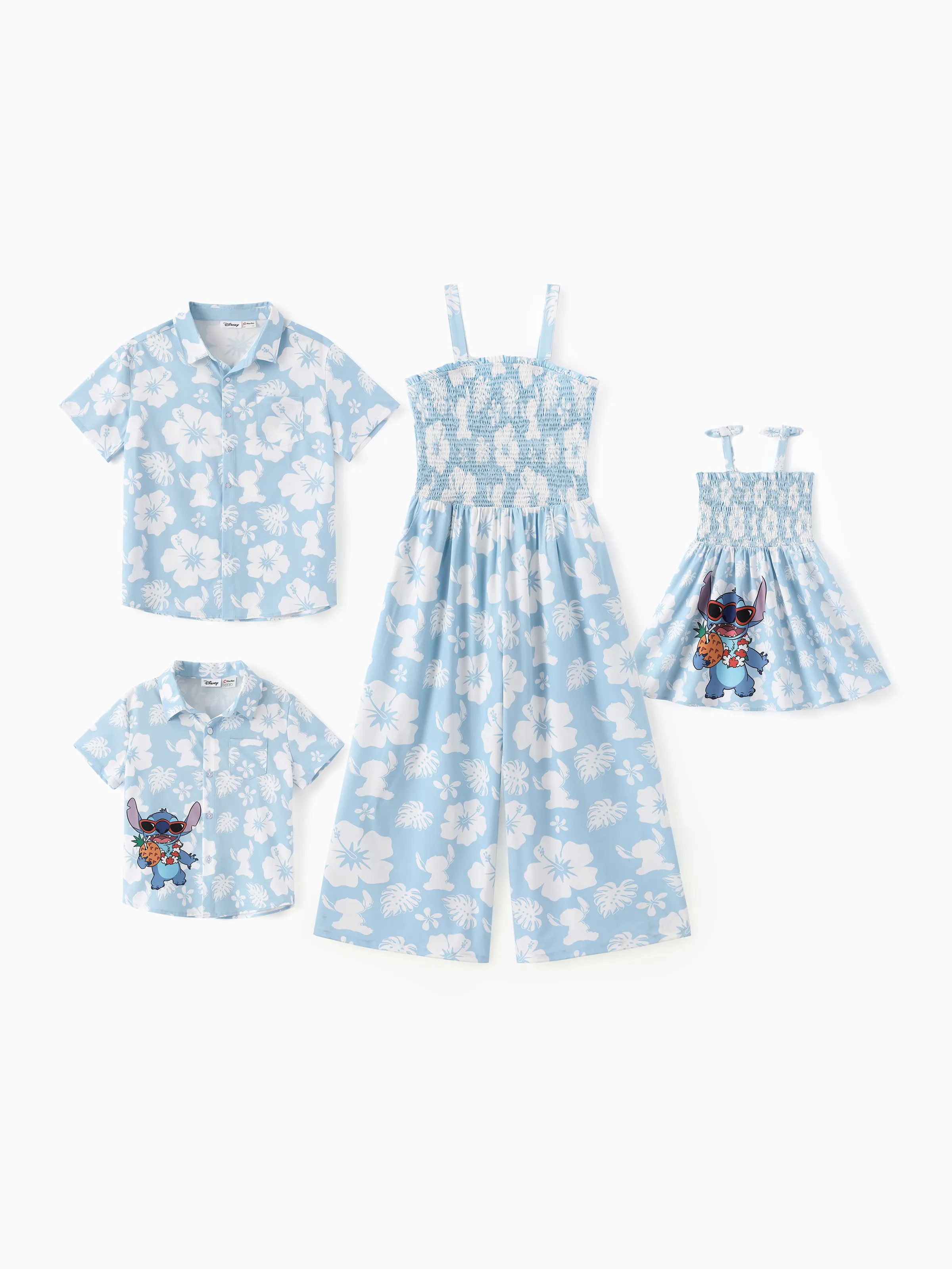 Disney Stitch Toddler/Kid Girl Tropical Floral Dress Light Blue - Image 9