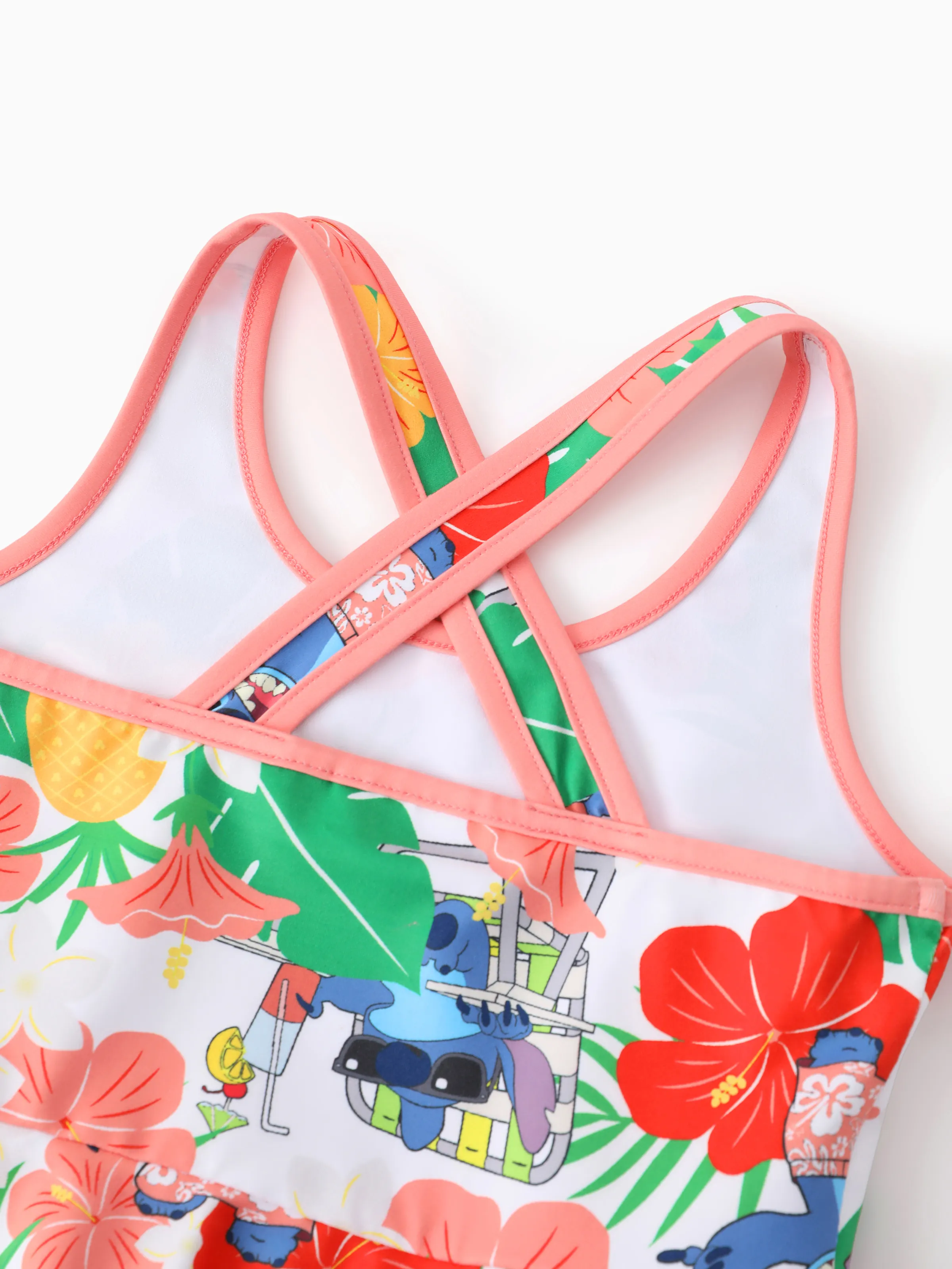 Disney Stitch Toddler/Kid Girl Tropical Floral Sporty Dress/ Cotton Top Multi-color - Image 8