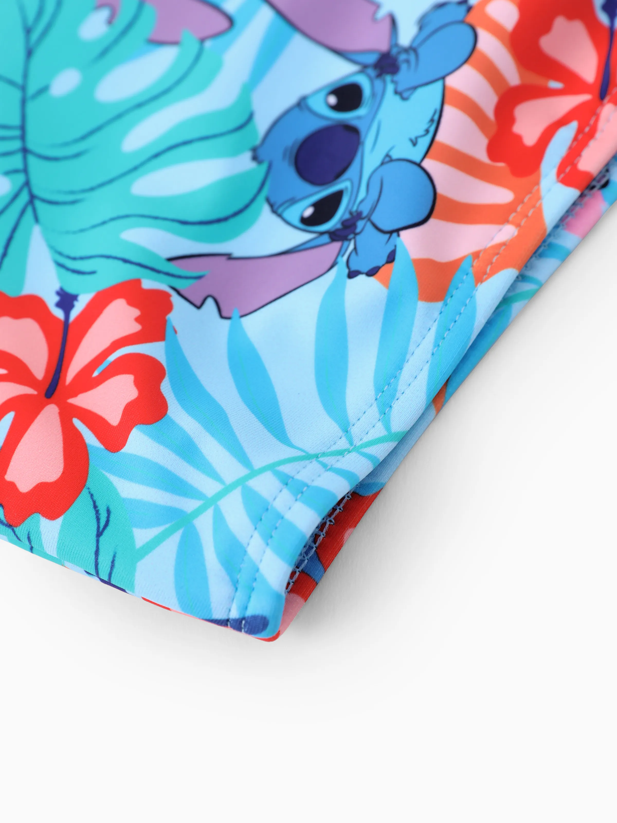 Disney Stitch Toddler/Kid Girl Tropical Plant Ruffle 2pcs UPF 50+ Swimsuit Blue - Image 9
