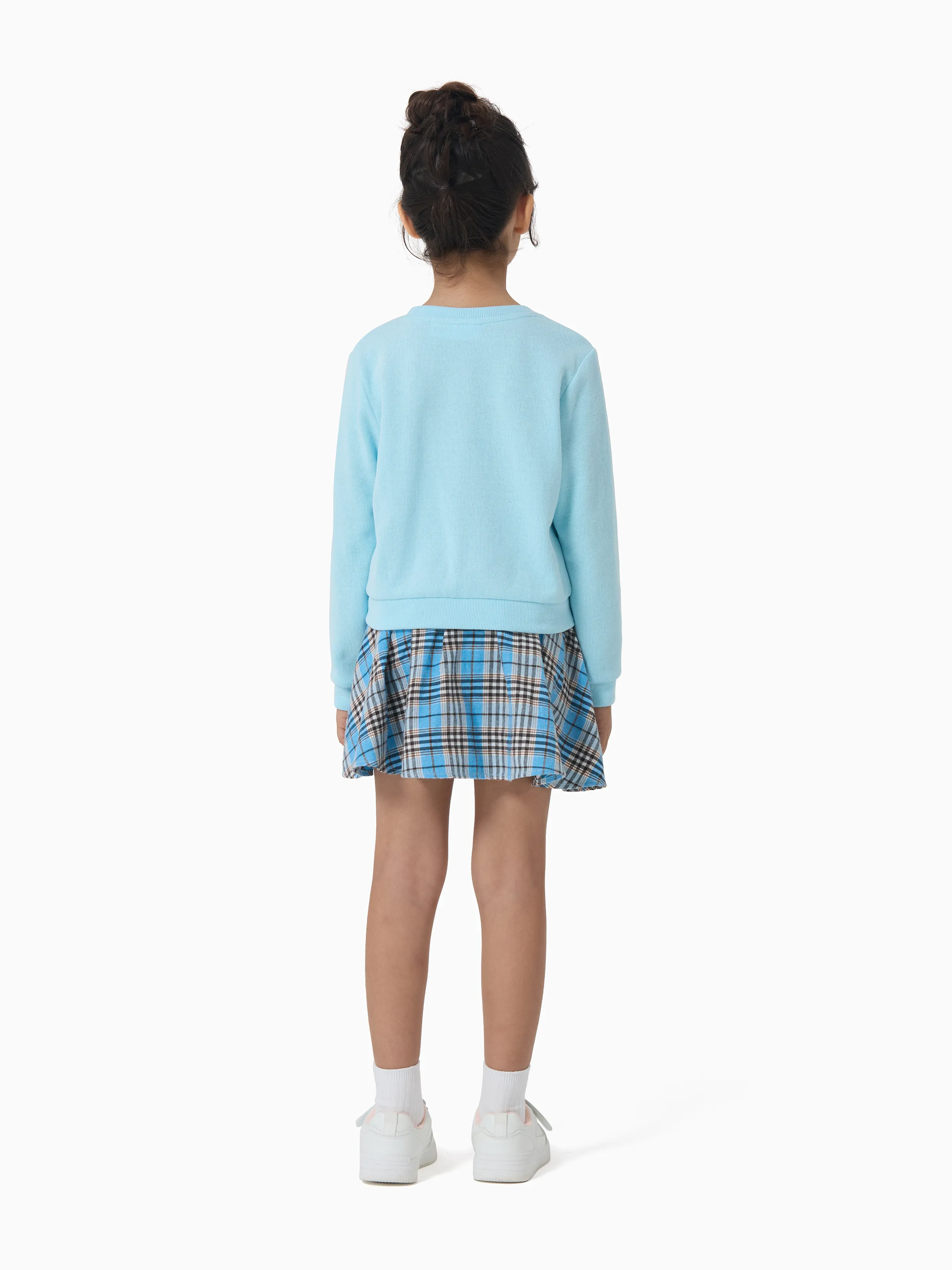 Disney Stitch Toddler/Kids Girl 2pcs Stitch Knitted Button-up Front Skirt Set Blue - Image 4
