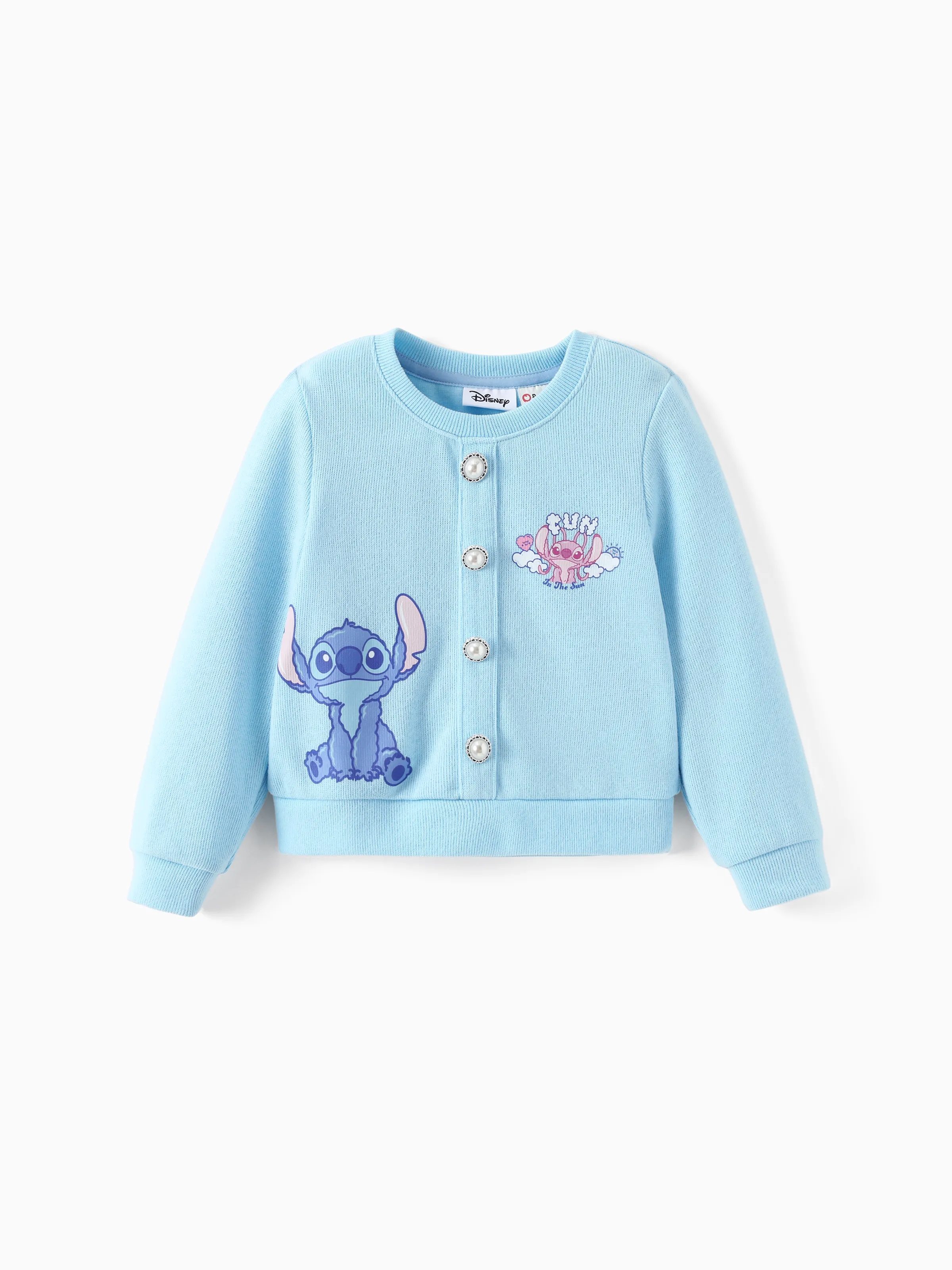 Disney Stitch Toddler/Kids Girl 2pcs Stitch Knitted Button-up Front Skirt Set Blue - Image 5