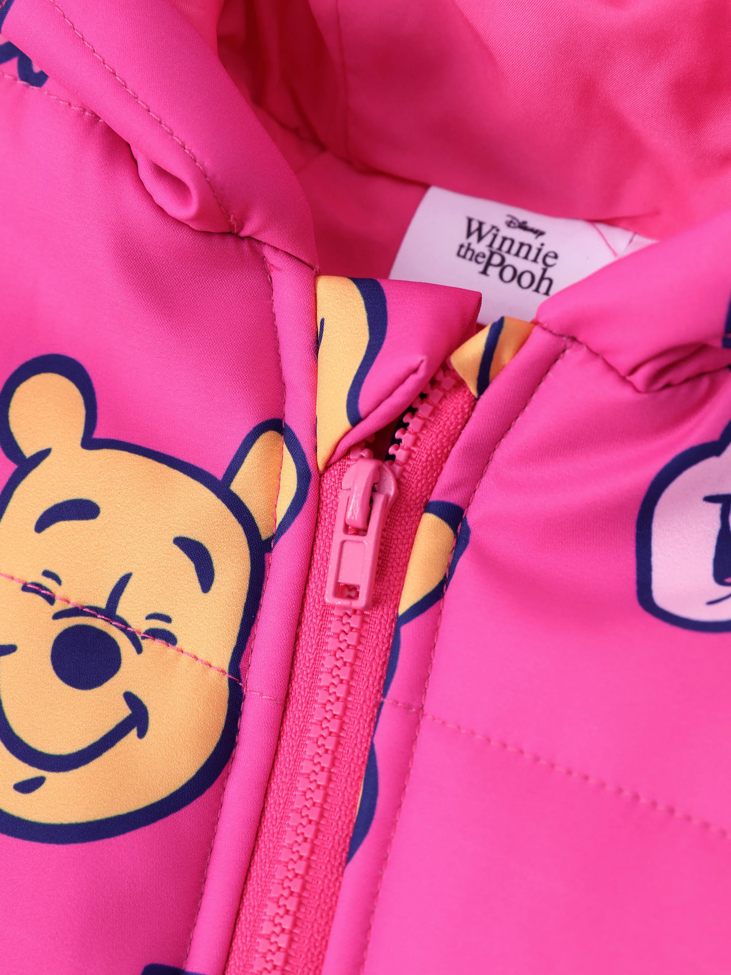 Disney Winnie the Pooh Baby Girl 1pcs Character Allover Print Zipper Hooded Thicken Puffer Jumpsuit Roseo - Image 3