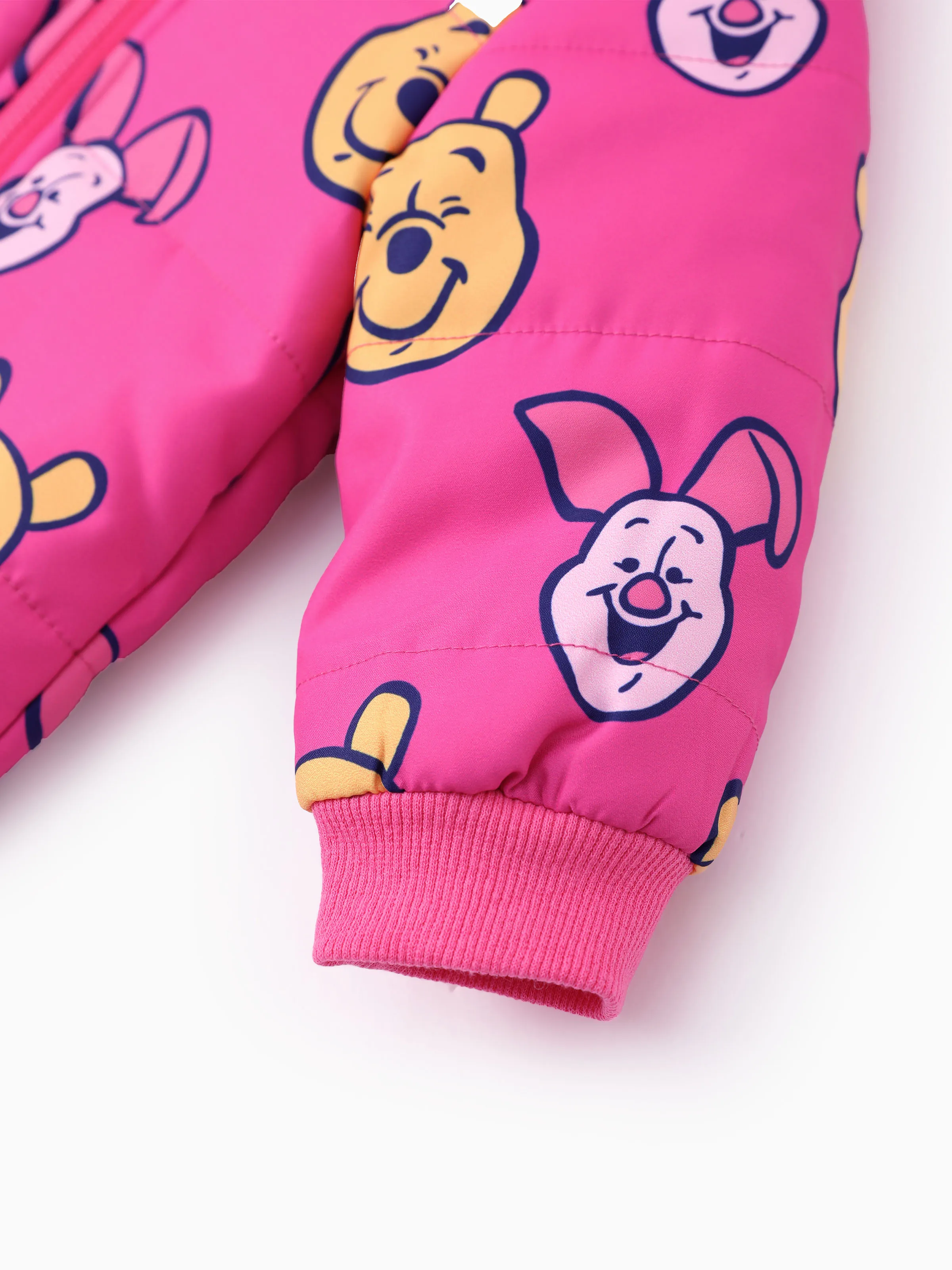 Disney Winnie the Pooh Baby Girl 1pcs Character Allover Print Zipper Hooded Thicken Puffer Jumpsuit Roseo - Image 4