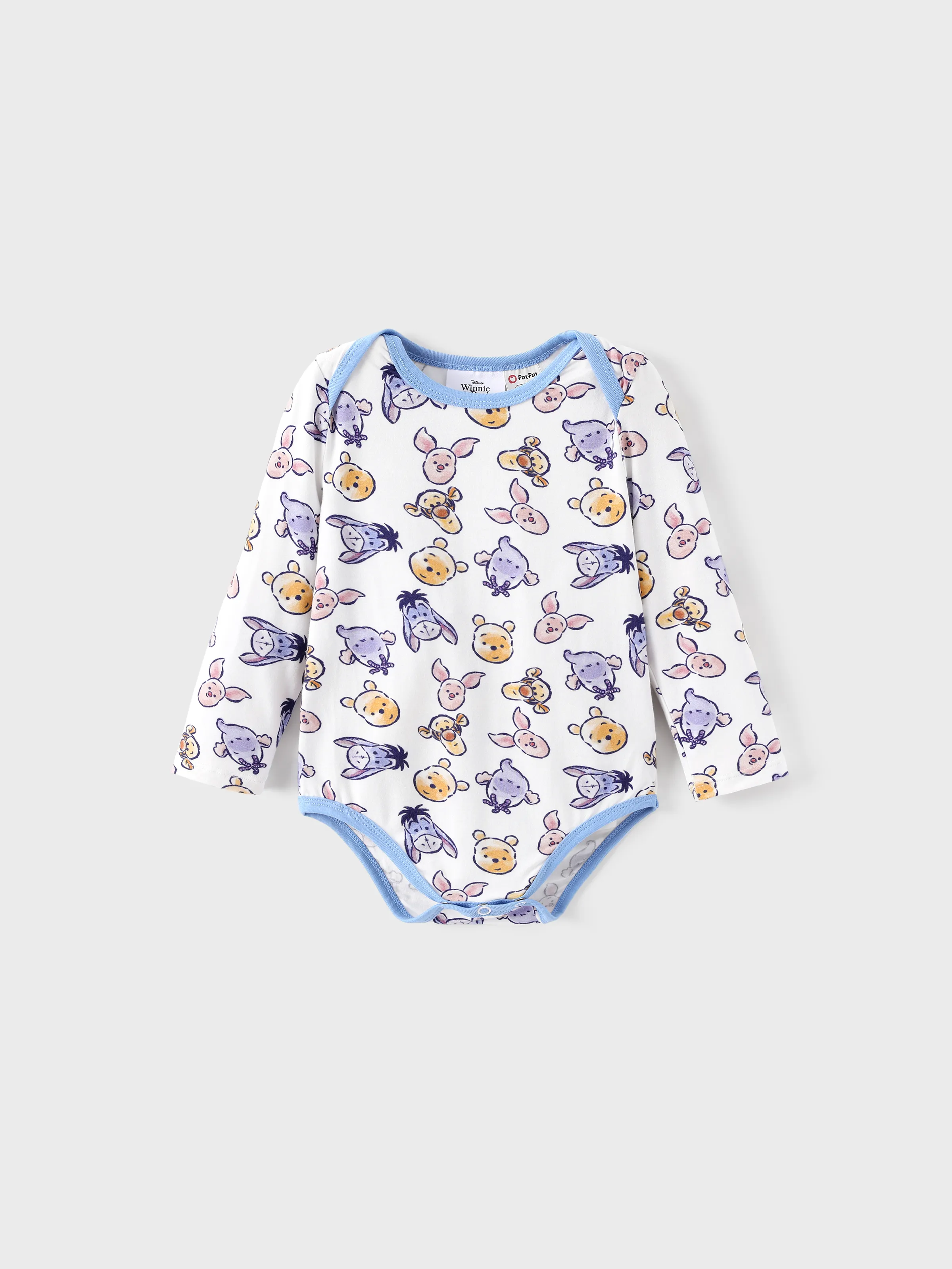 Disney Winnie the Pooh Baby Boy/Girl 2pcs Winnie/Piglet/Eeyore Allover Prints Snap Closure Bodysuit and Pants Sets White - Image 4