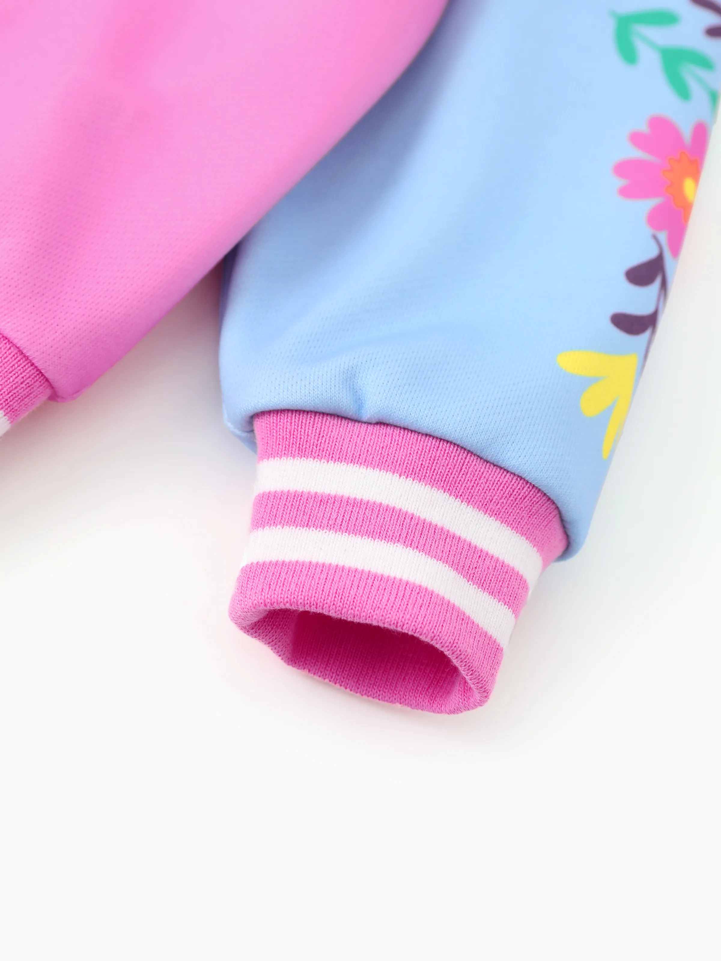 Dora Toddler Girl Knitted Fabric Colorblock Bomber Jacket Hot Pink - Image 8
