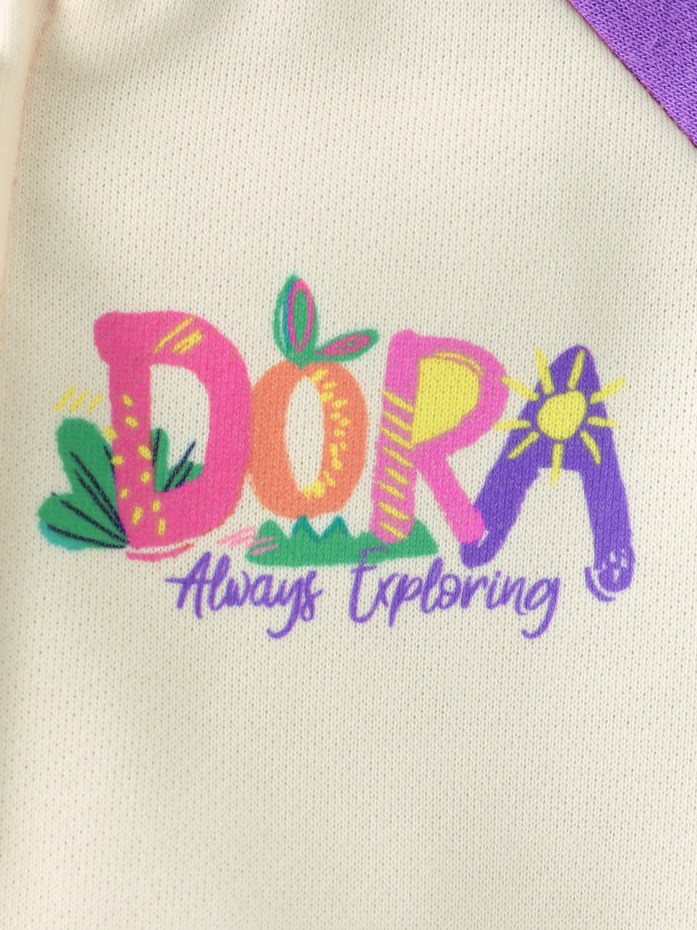 Dora Toddler Girl Knitted Fabric Colorblock Bomber Jacket Purple - Image 4