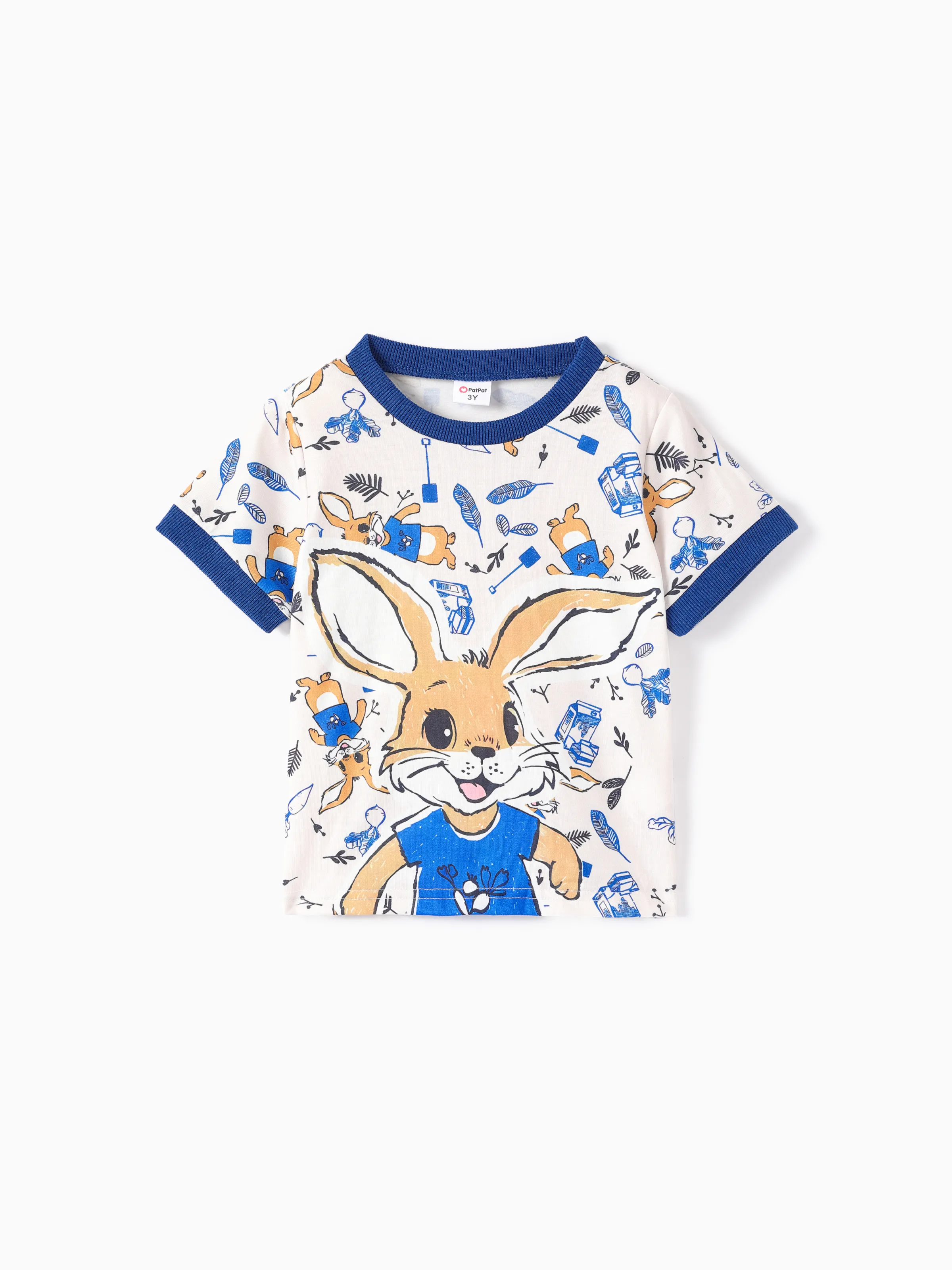 Easter Toddler Boy 2pcs Set with Childlike Animal Pattern and Hole DENIMBLUE - Image 2